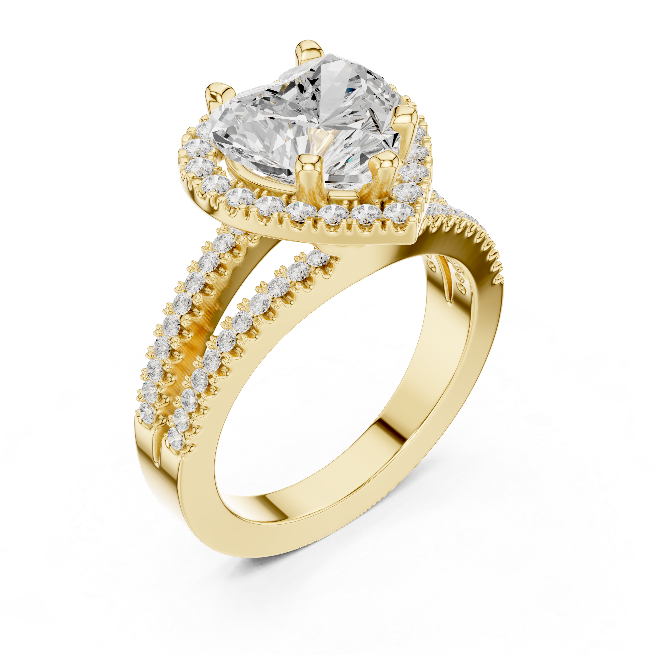 Heart-Cut Split-Shank Halo Engagement Ring