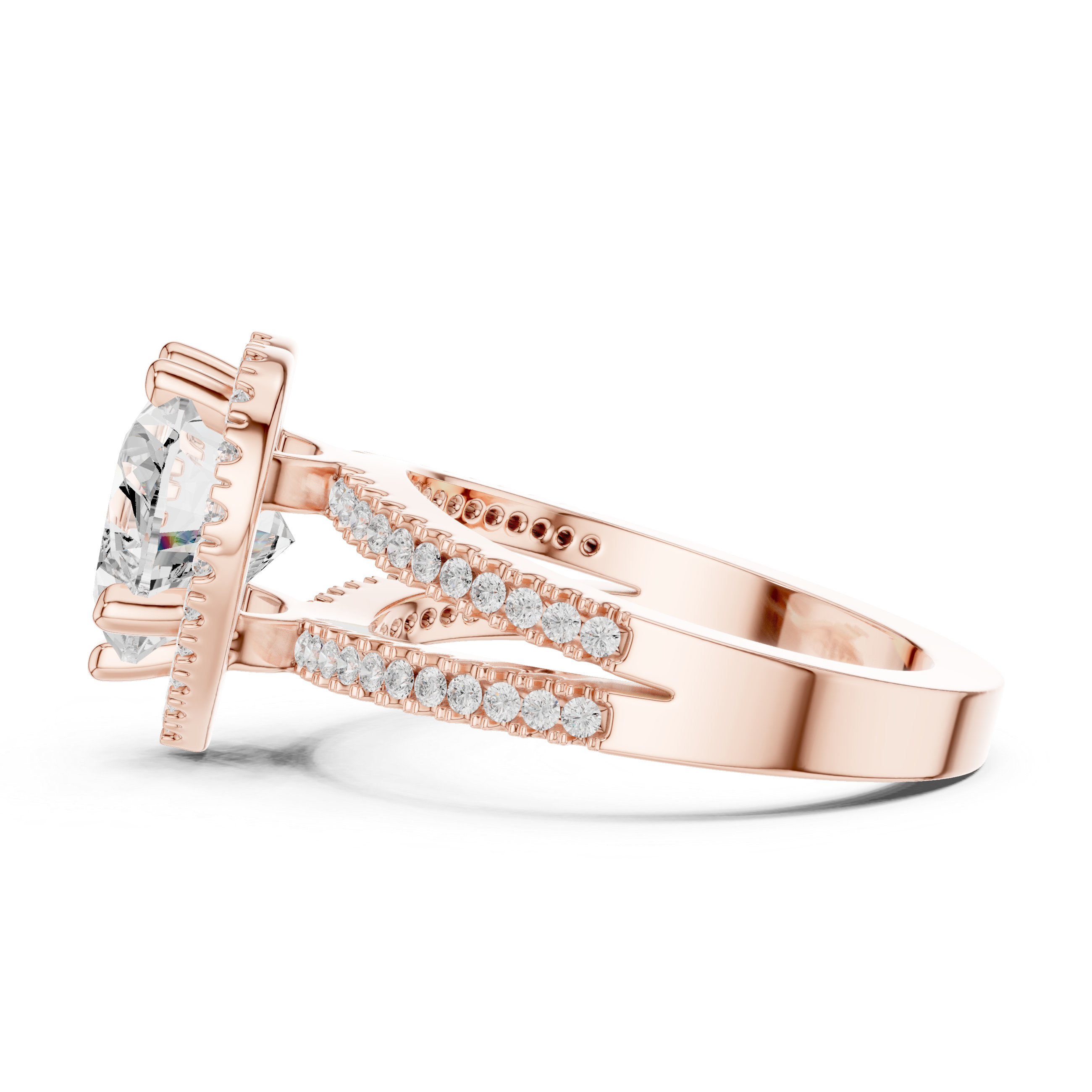 Heart-Cut Split-Shank Halo Engagement Ring