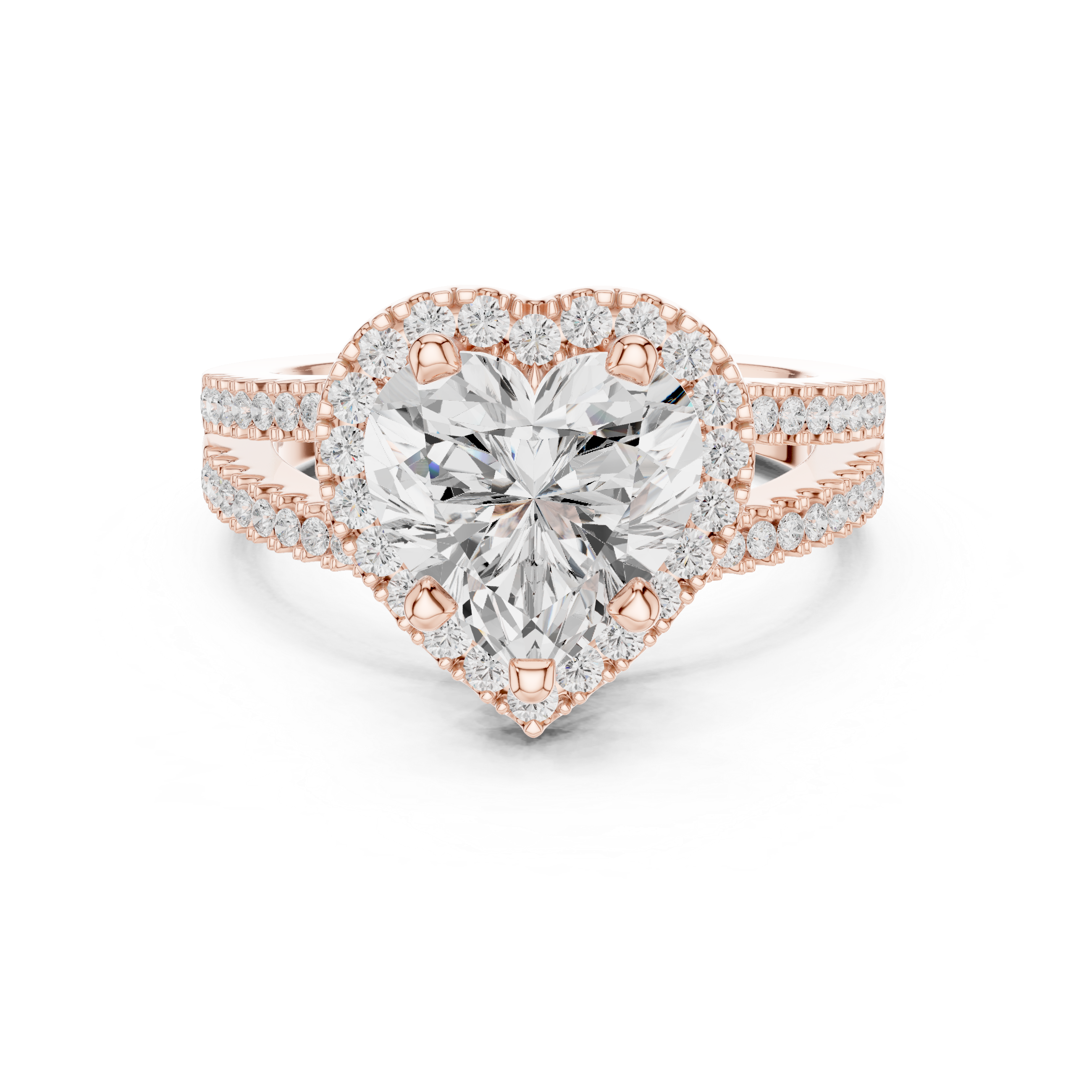 Heart-Cut Split-Shank Halo Engagement Ring