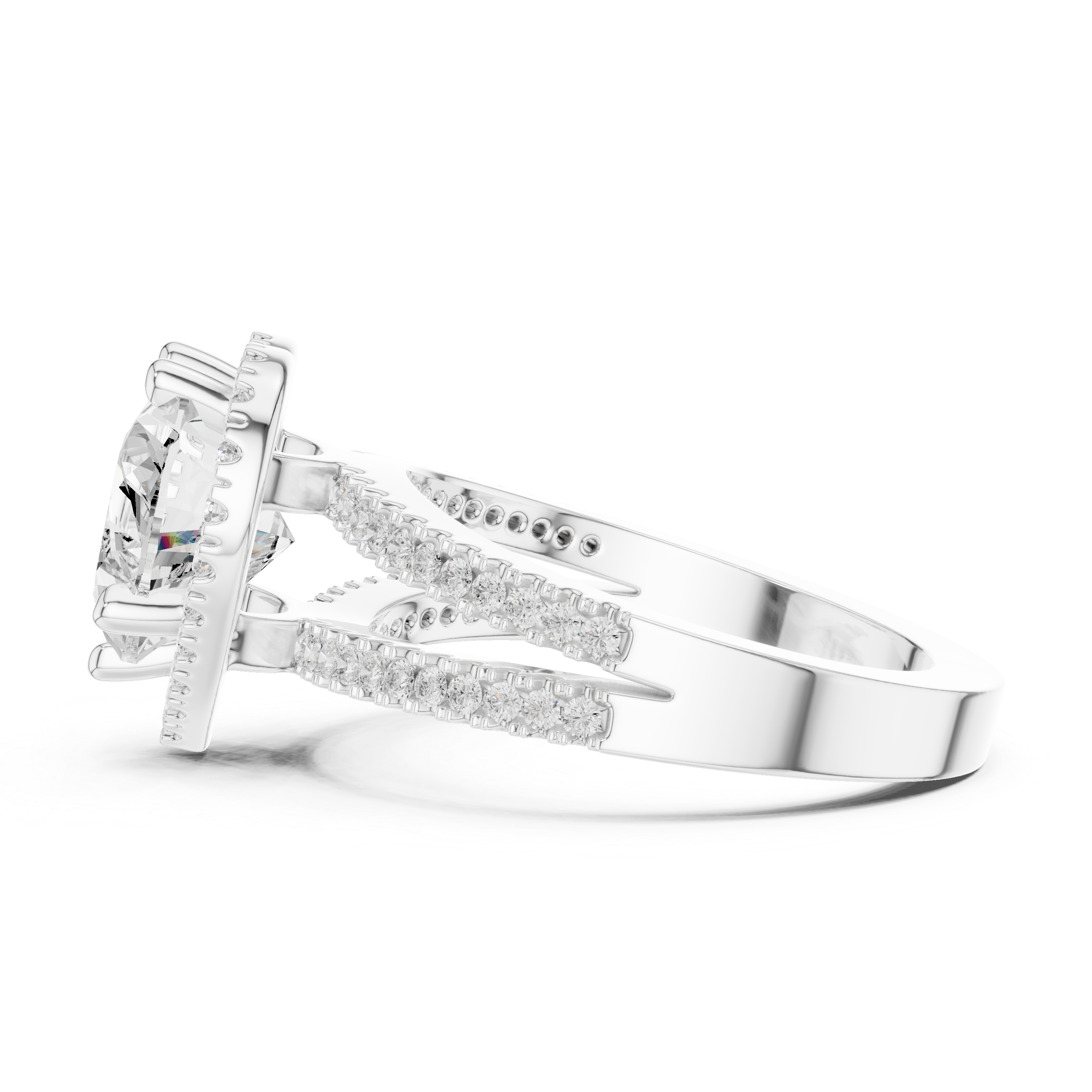 Heart-Cut Split-Shank Halo Engagement Ring