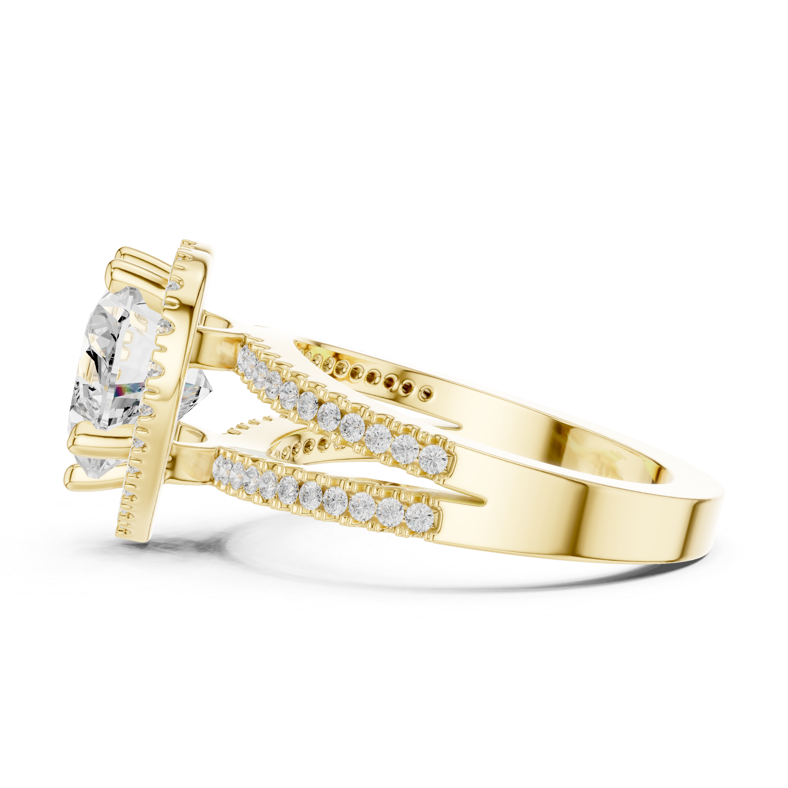 Heart-Cut Split-Shank Halo Engagement Ring