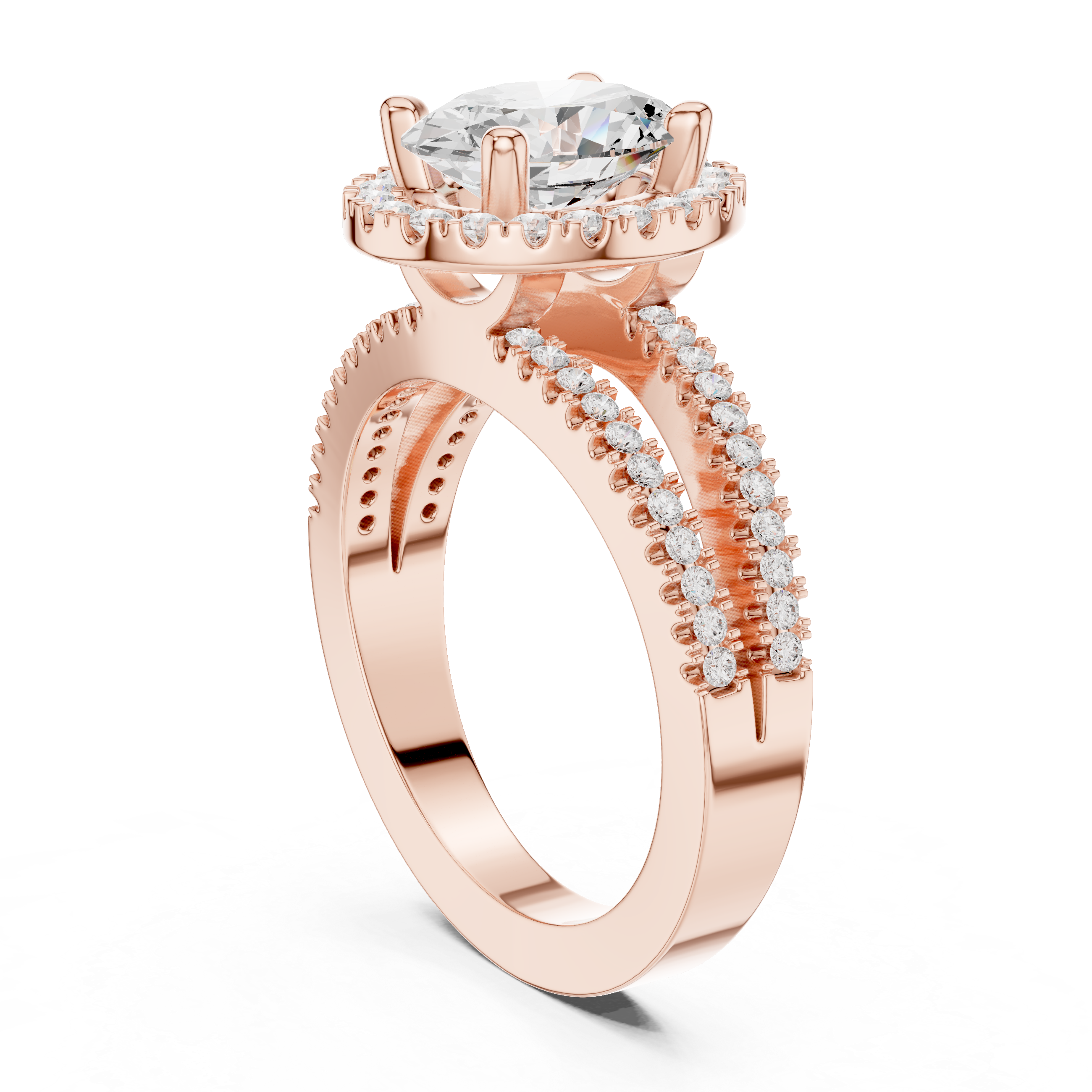 Oval-Cut Split-Shank Halo Engagement Ring