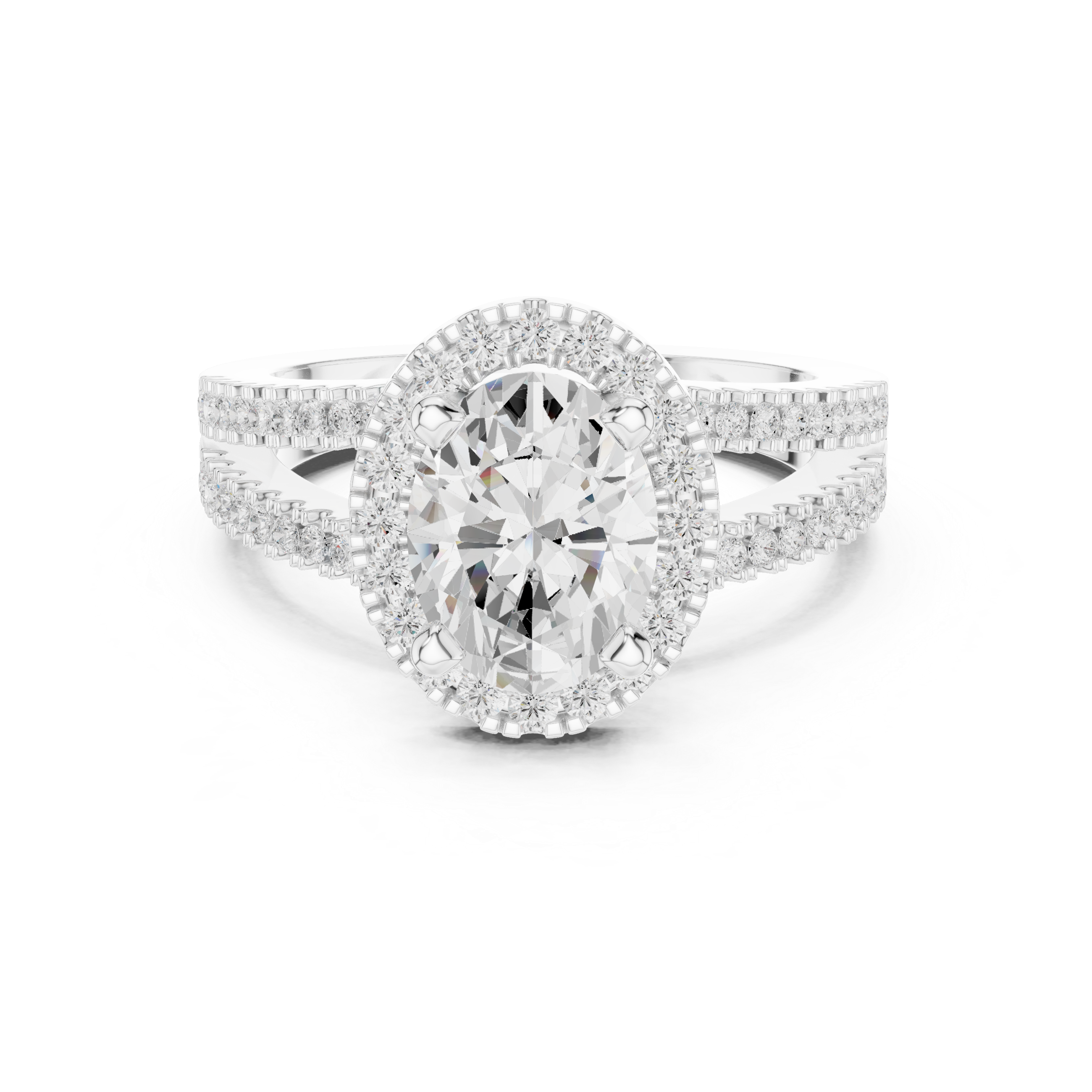 Oval-Cut Split-Shank Halo Engagement Ring