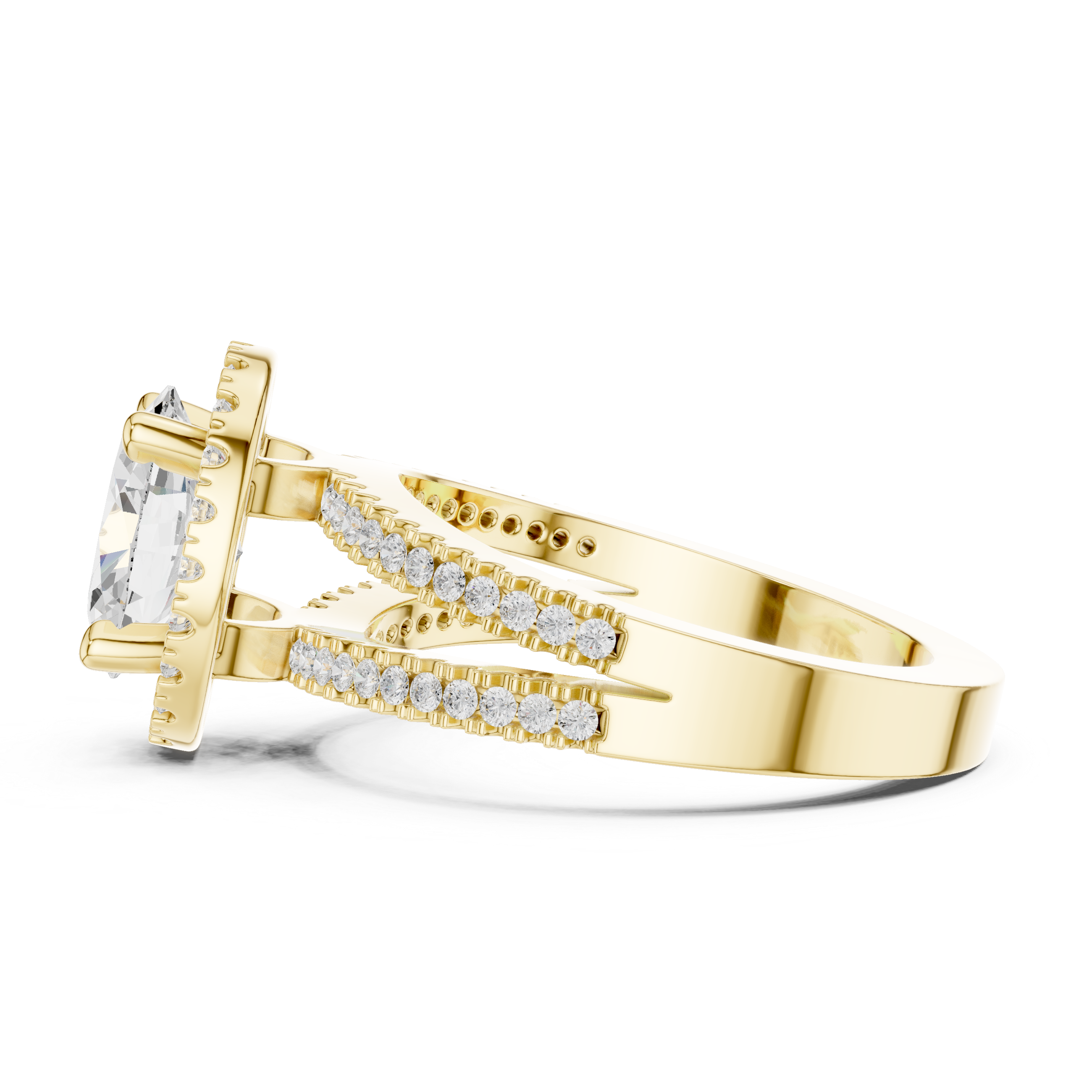 Oval-Cut Split-Shank Halo Engagement Ring
