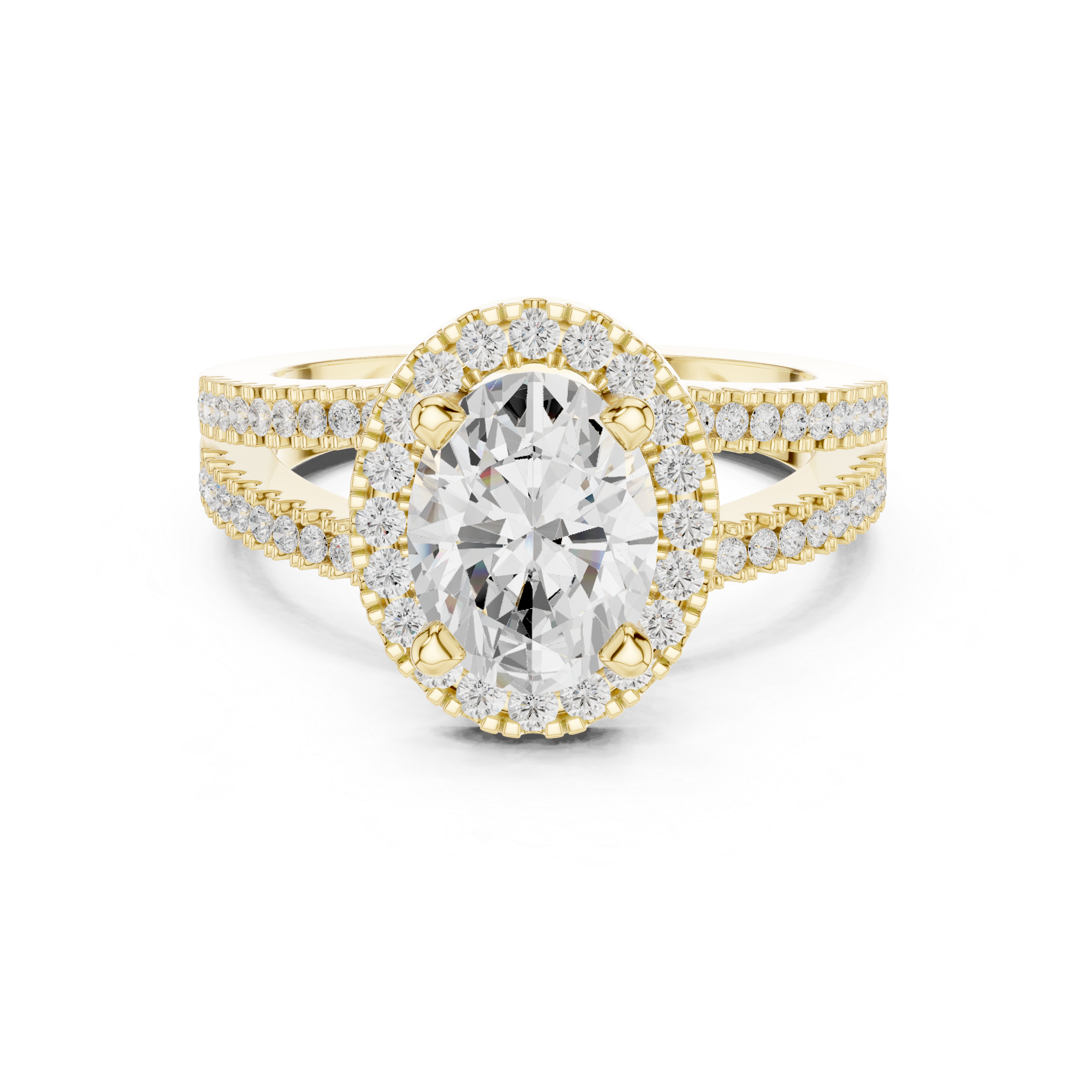 Oval-Cut Split-Shank Halo Engagement Ring