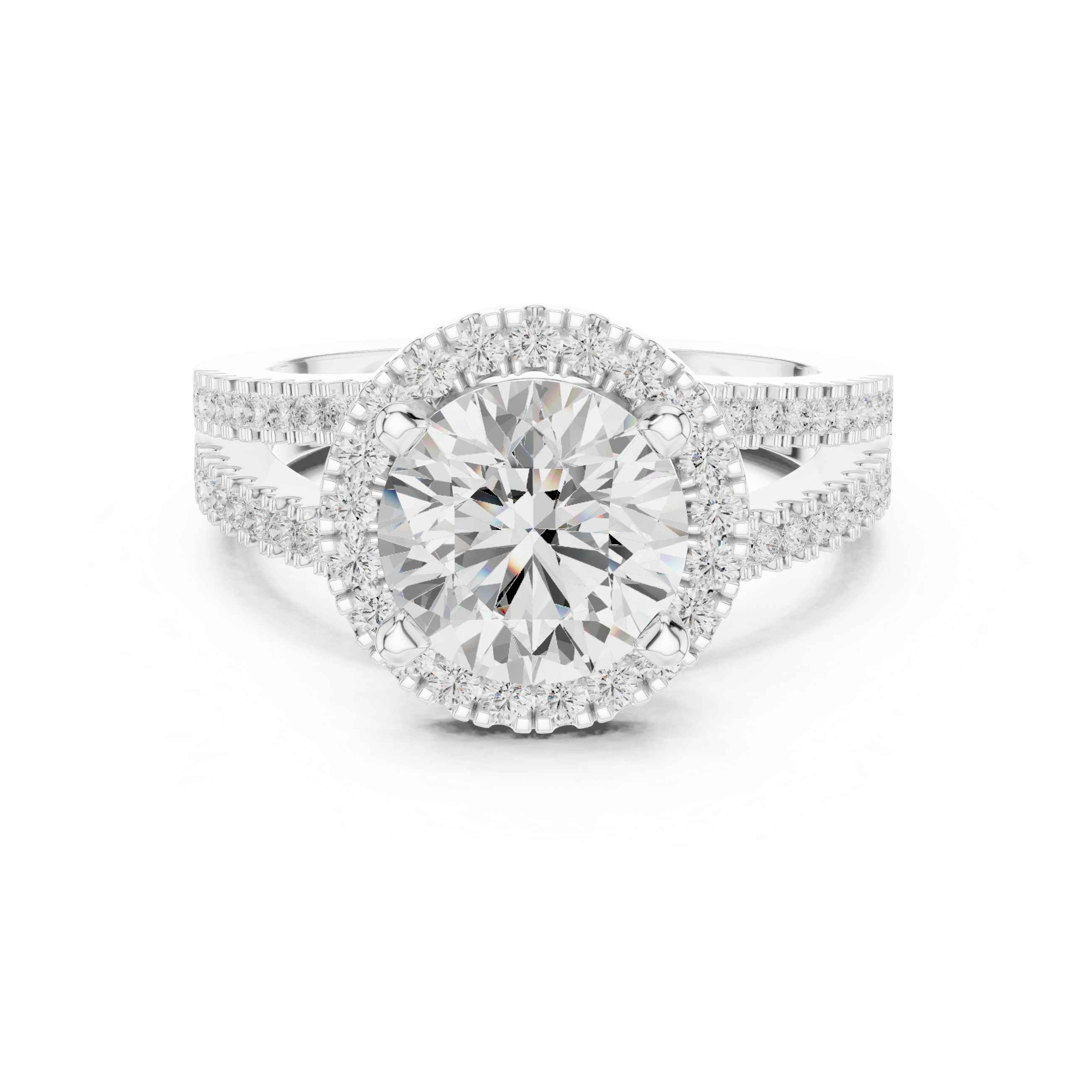 Round Diamond Split-Shank Halo Engagement Ring