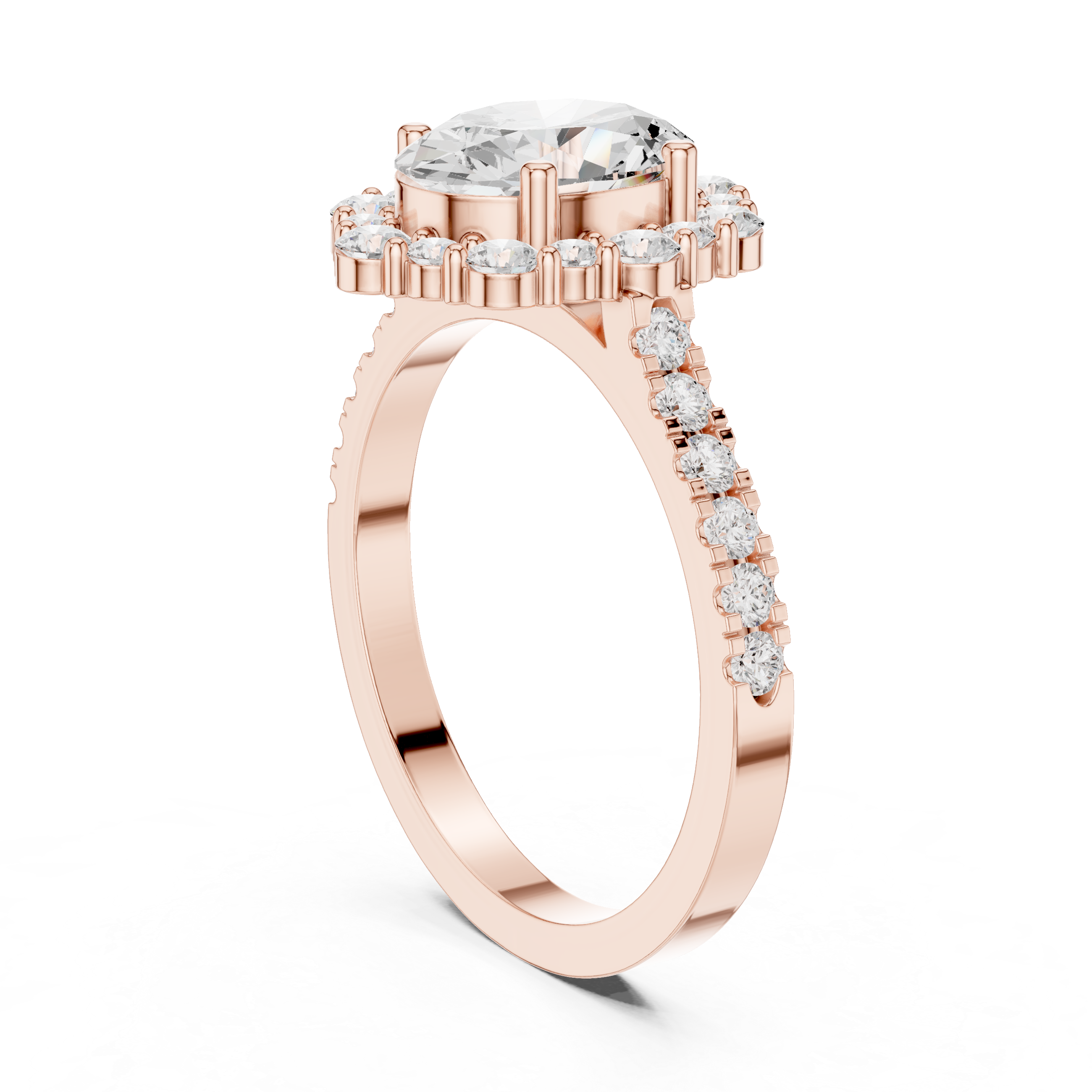 Oval Diamond Scalloped Halo Engagement Ring