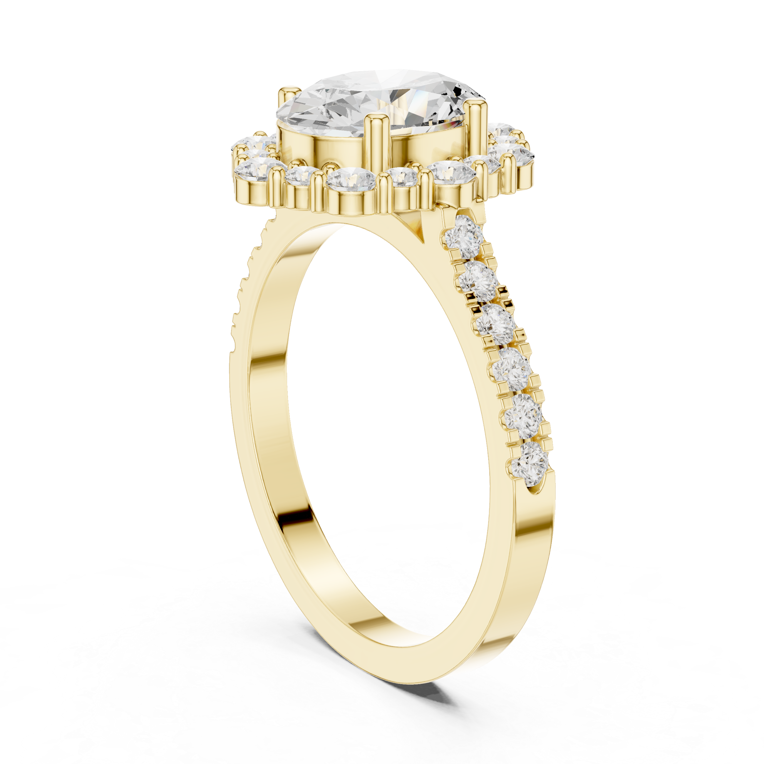 Oval Diamond Scalloped Halo Engagement Ring