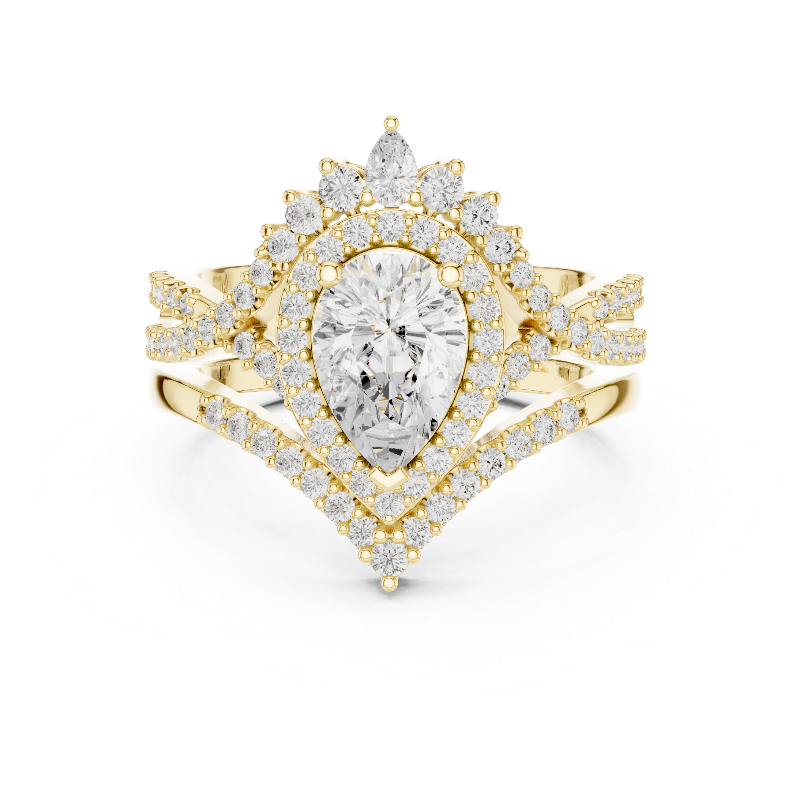 Pear-Cut Diamond Halo Bridal Ring Set