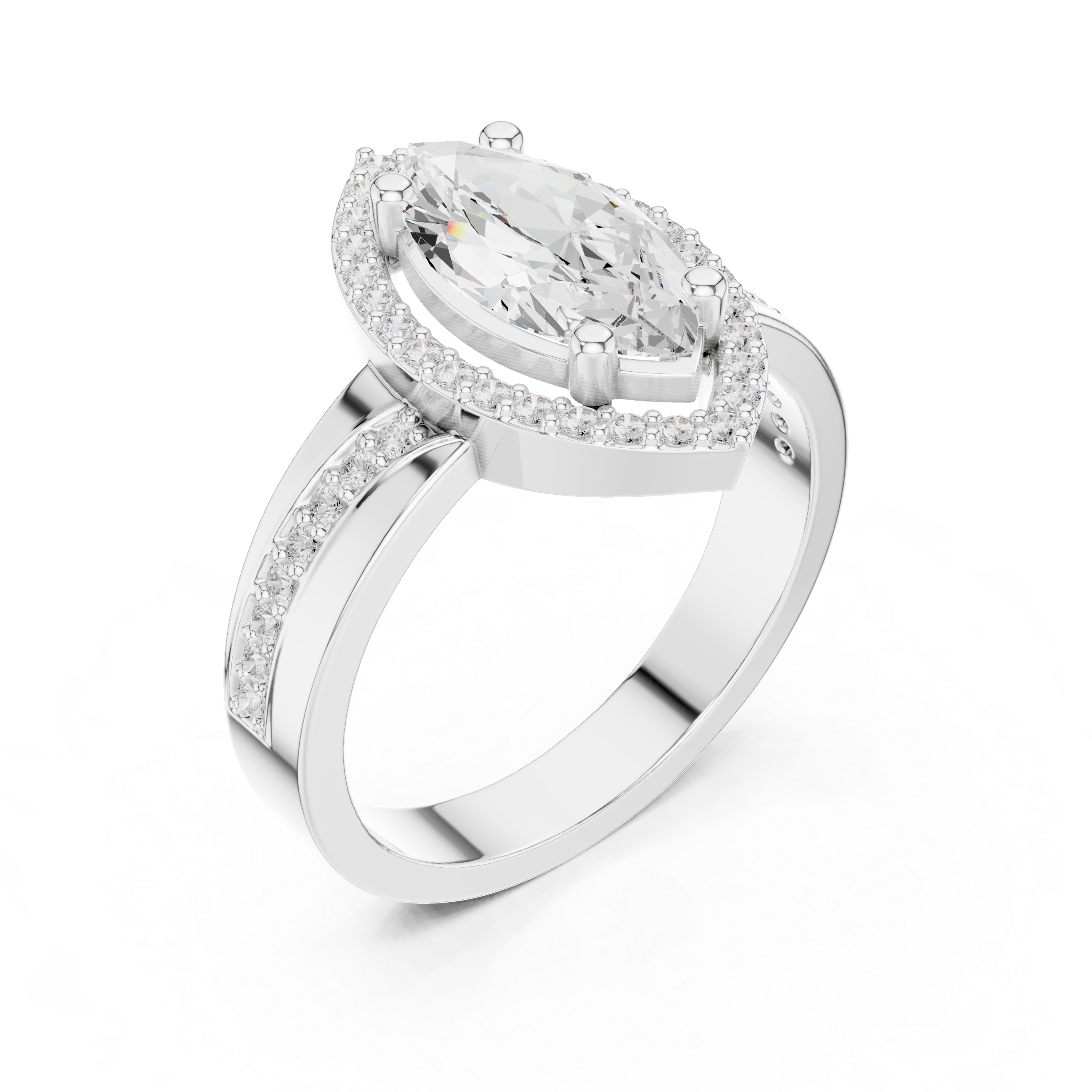 Marquise Halo Diamond Engagement Ring