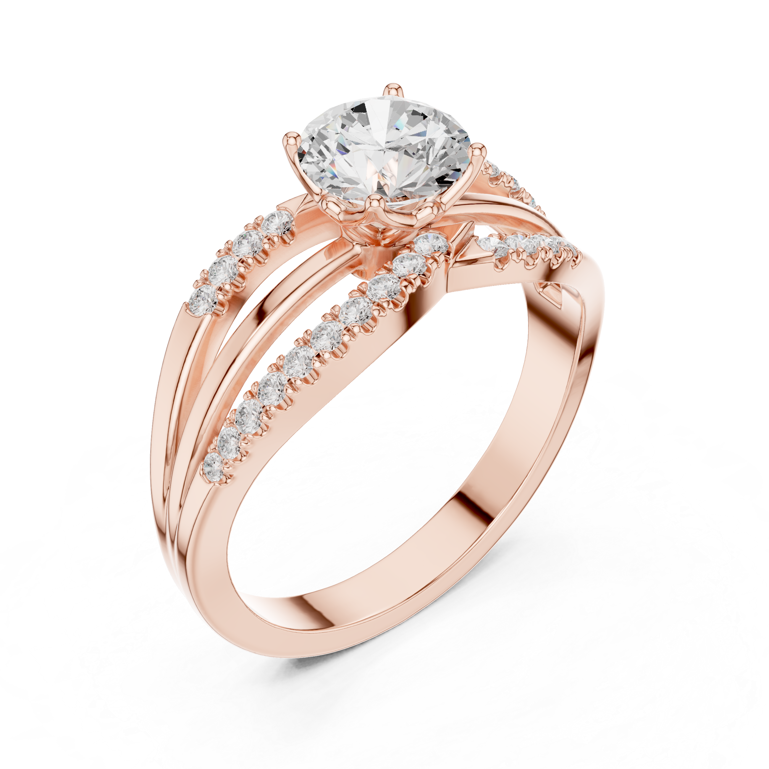 Round Diamond Split-Shank Engagement Ring