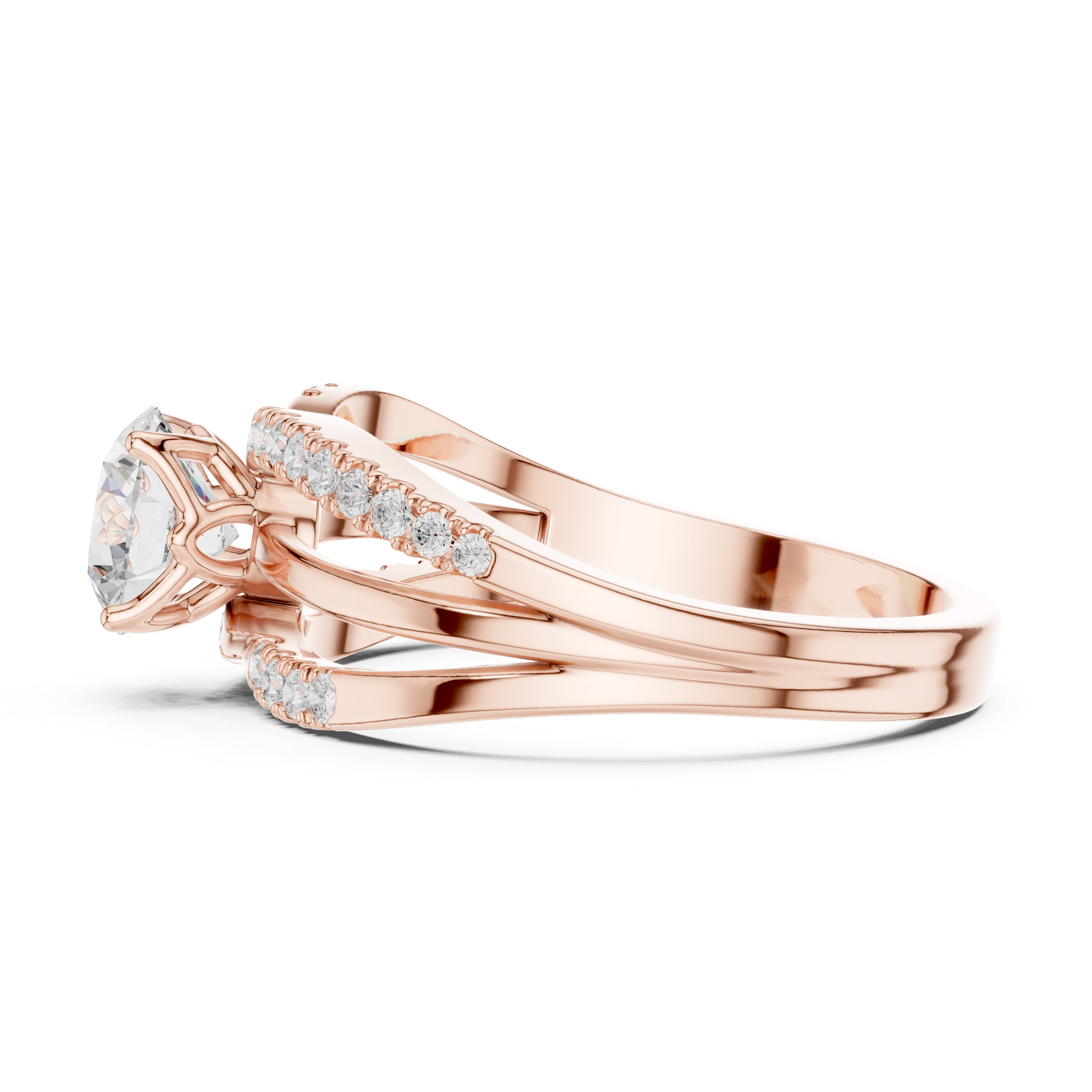 Round Diamond Split-Shank Engagement Ring