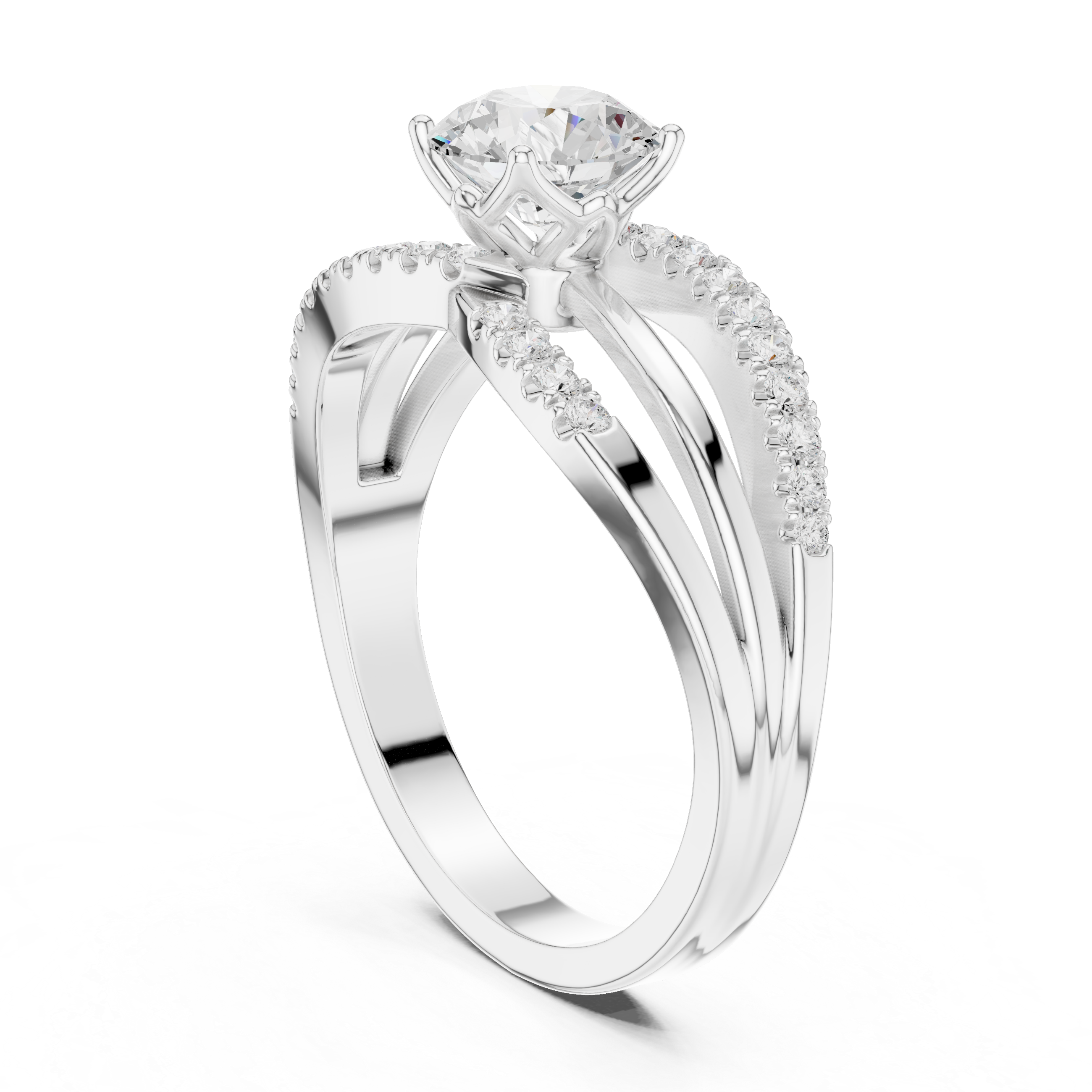 Round Diamond Split-Shank Engagement Ring