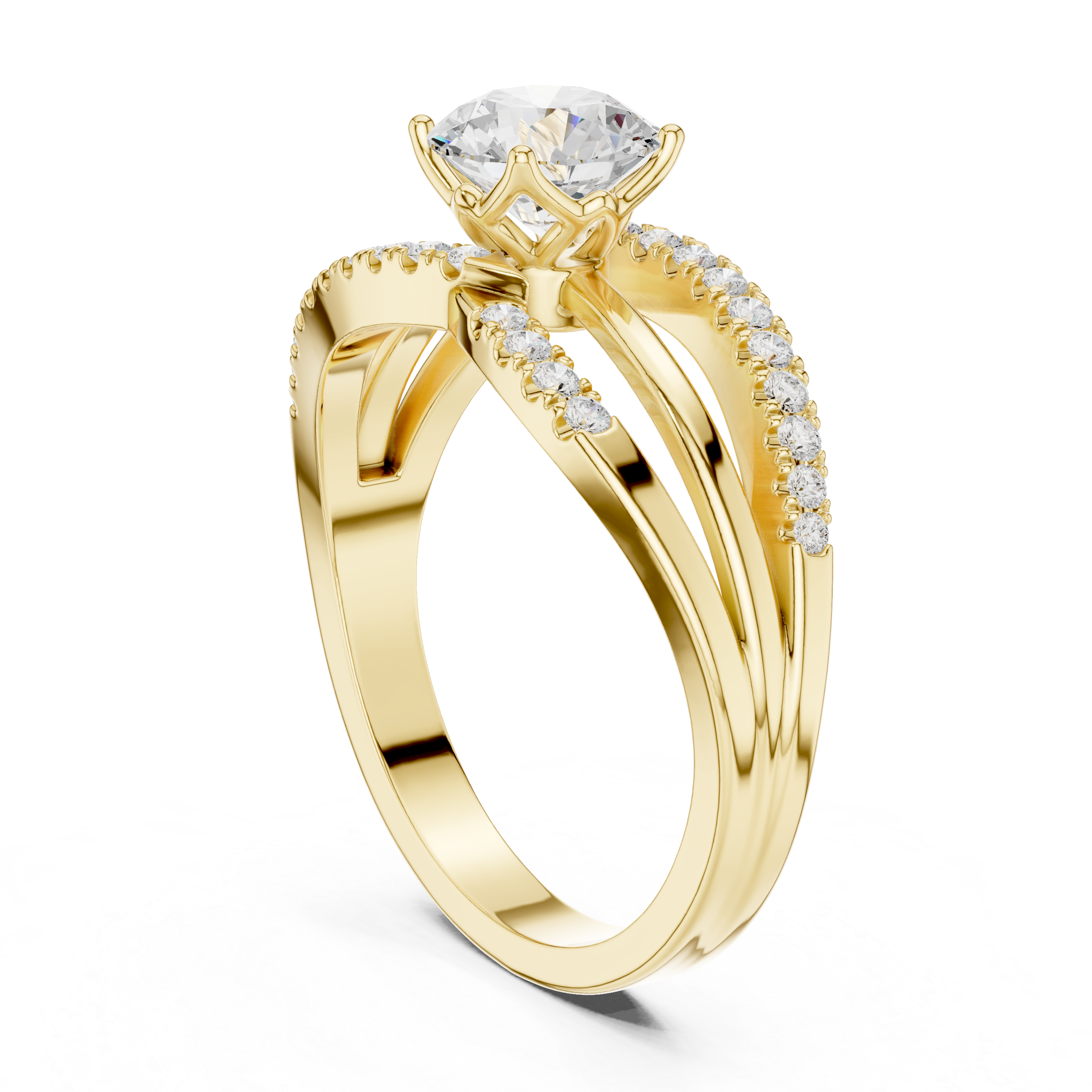 Round Diamond Split-Shank Engagement Ring