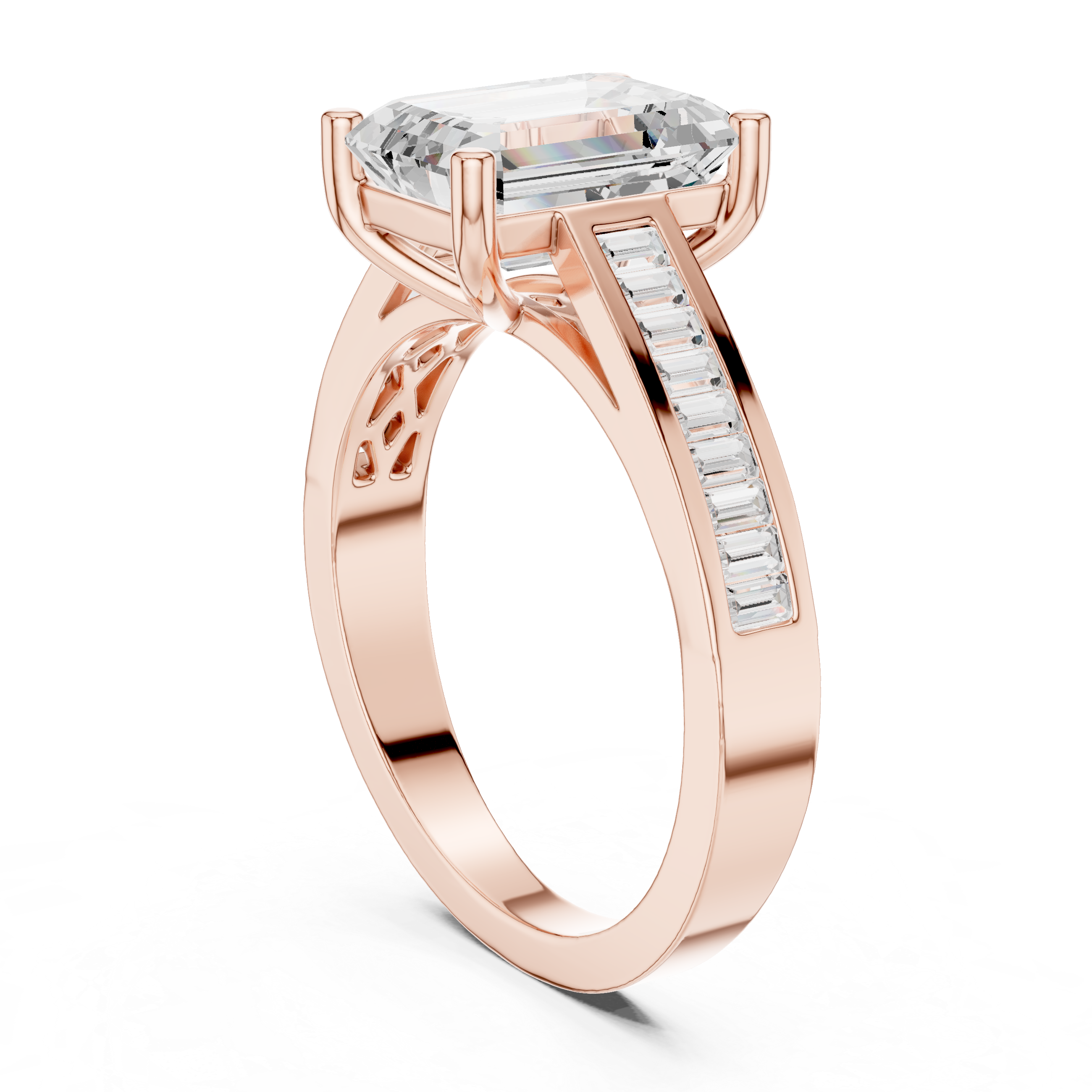 Emerald-Cut Baguette Diamond Engagement Ring