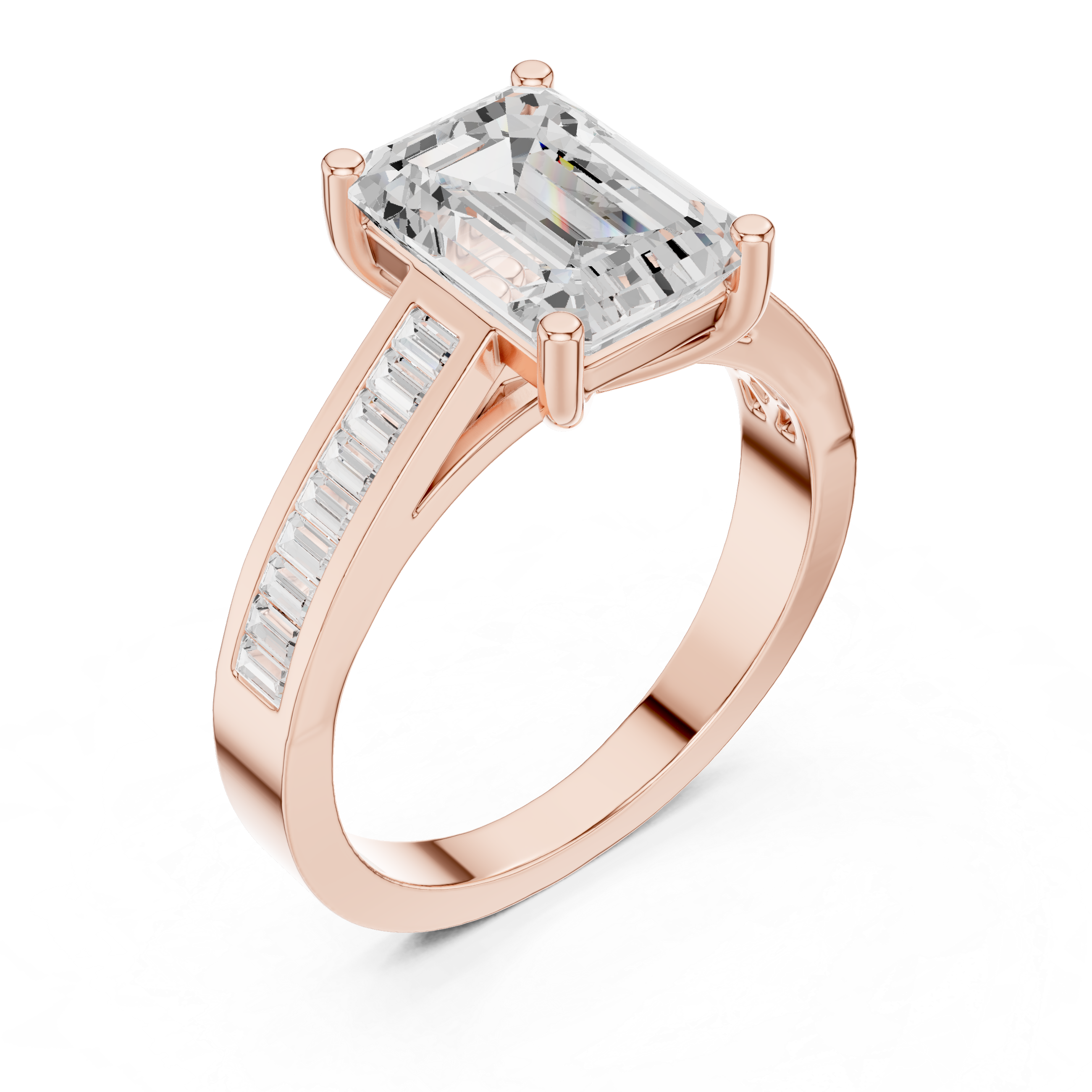Emerald-Cut Baguette Diamond Engagement Ring
