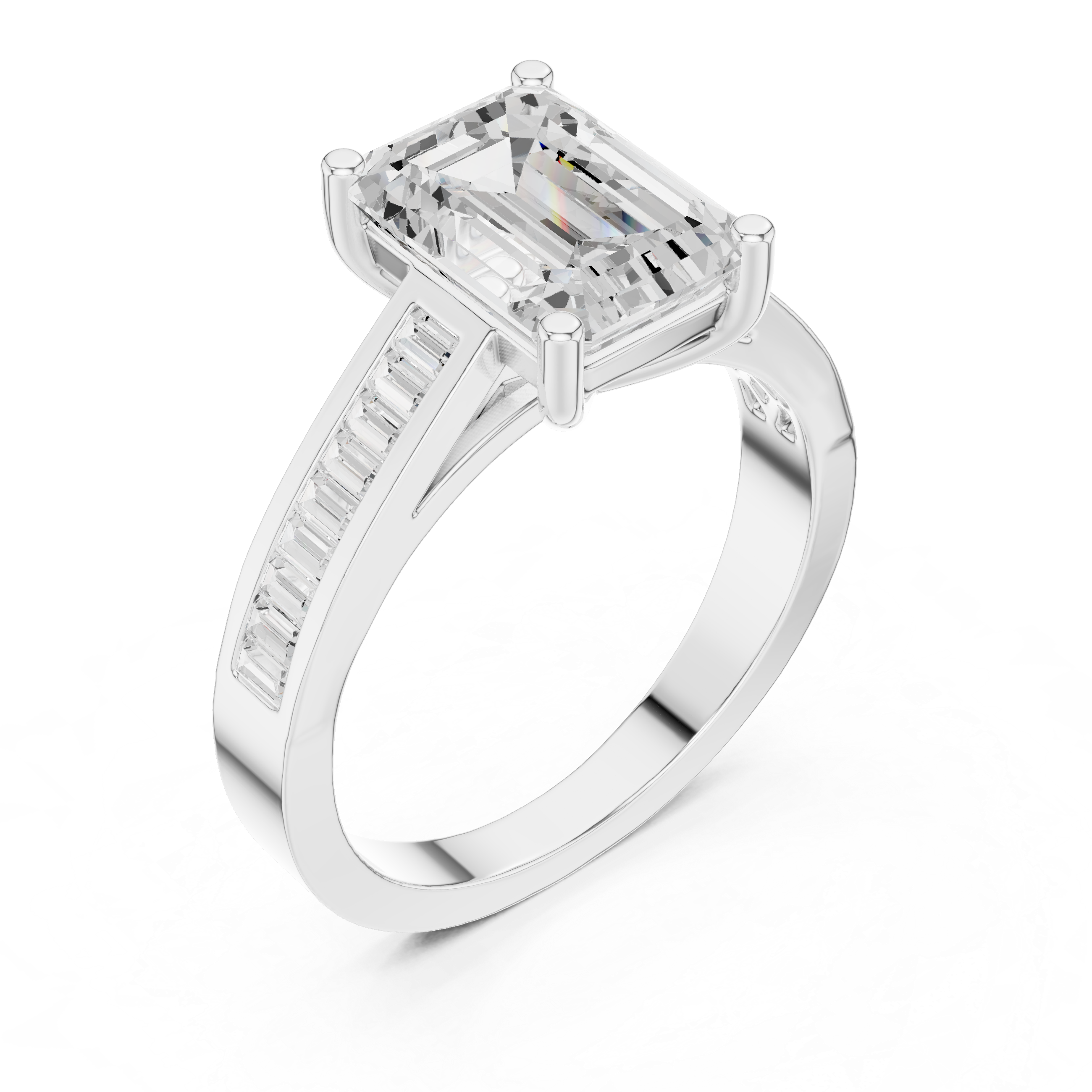 Emerald-Cut Baguette Diamond Engagement Ring