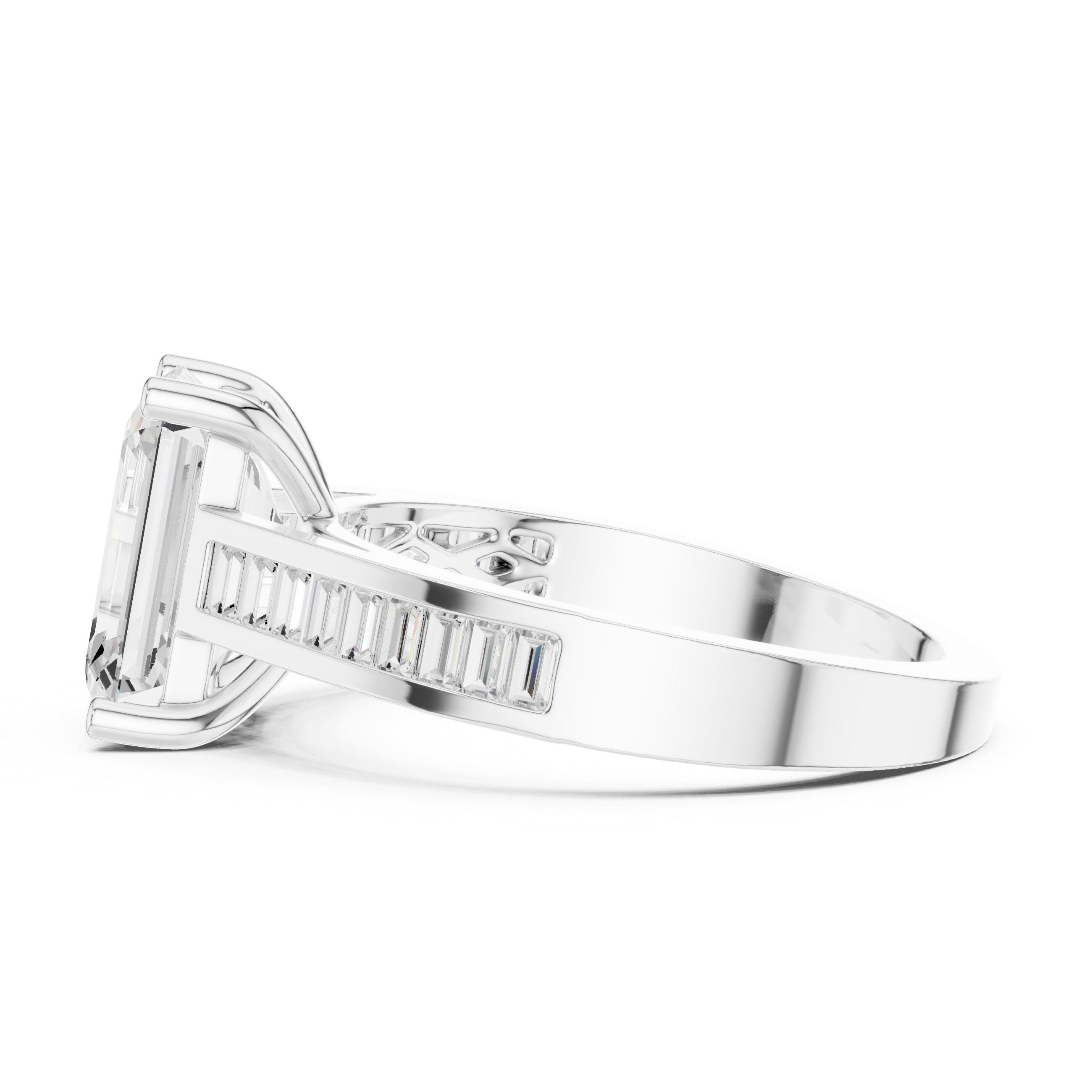 Emerald-Cut Baguette Diamond Engagement Ring