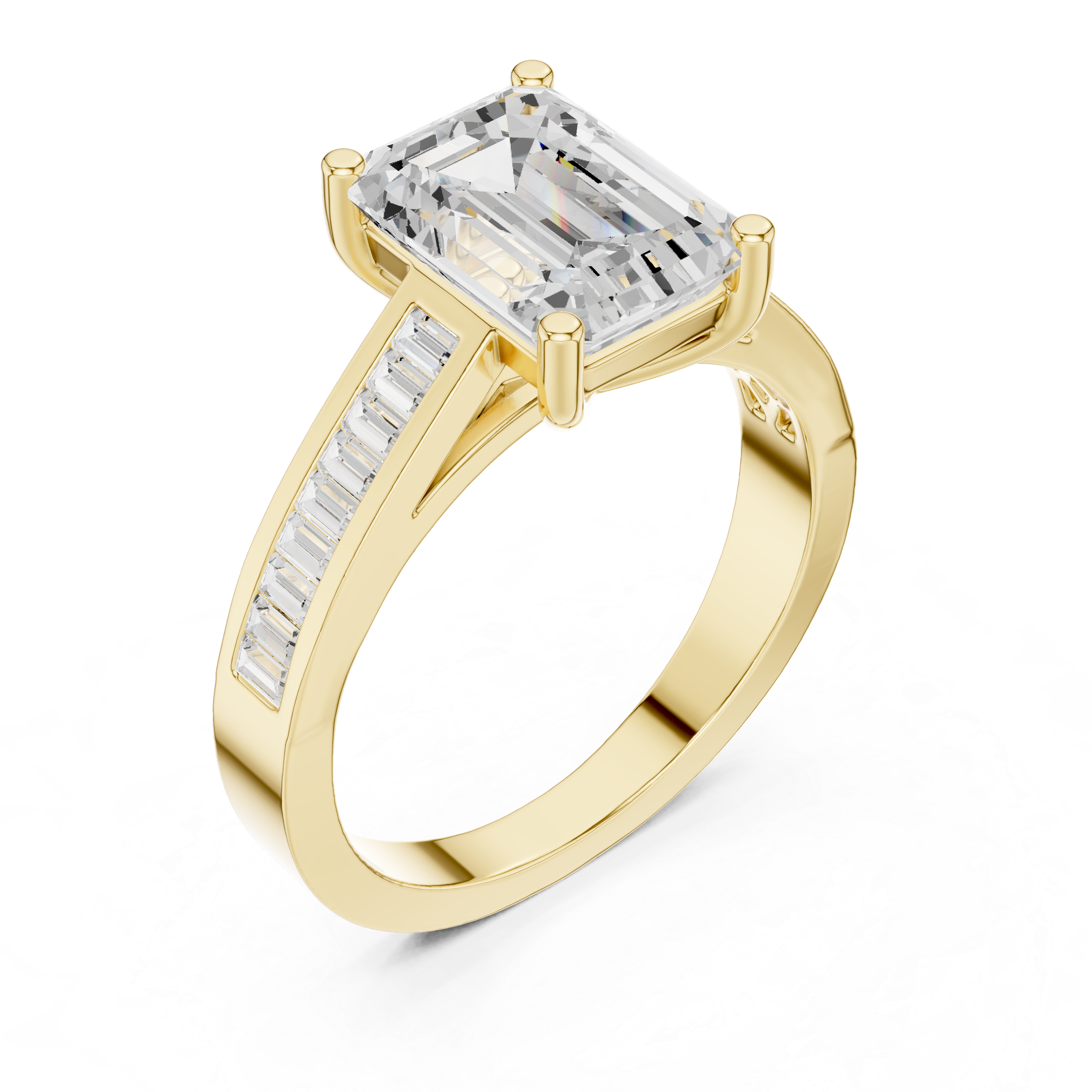 Emerald-Cut Baguette Diamond Engagement Ring