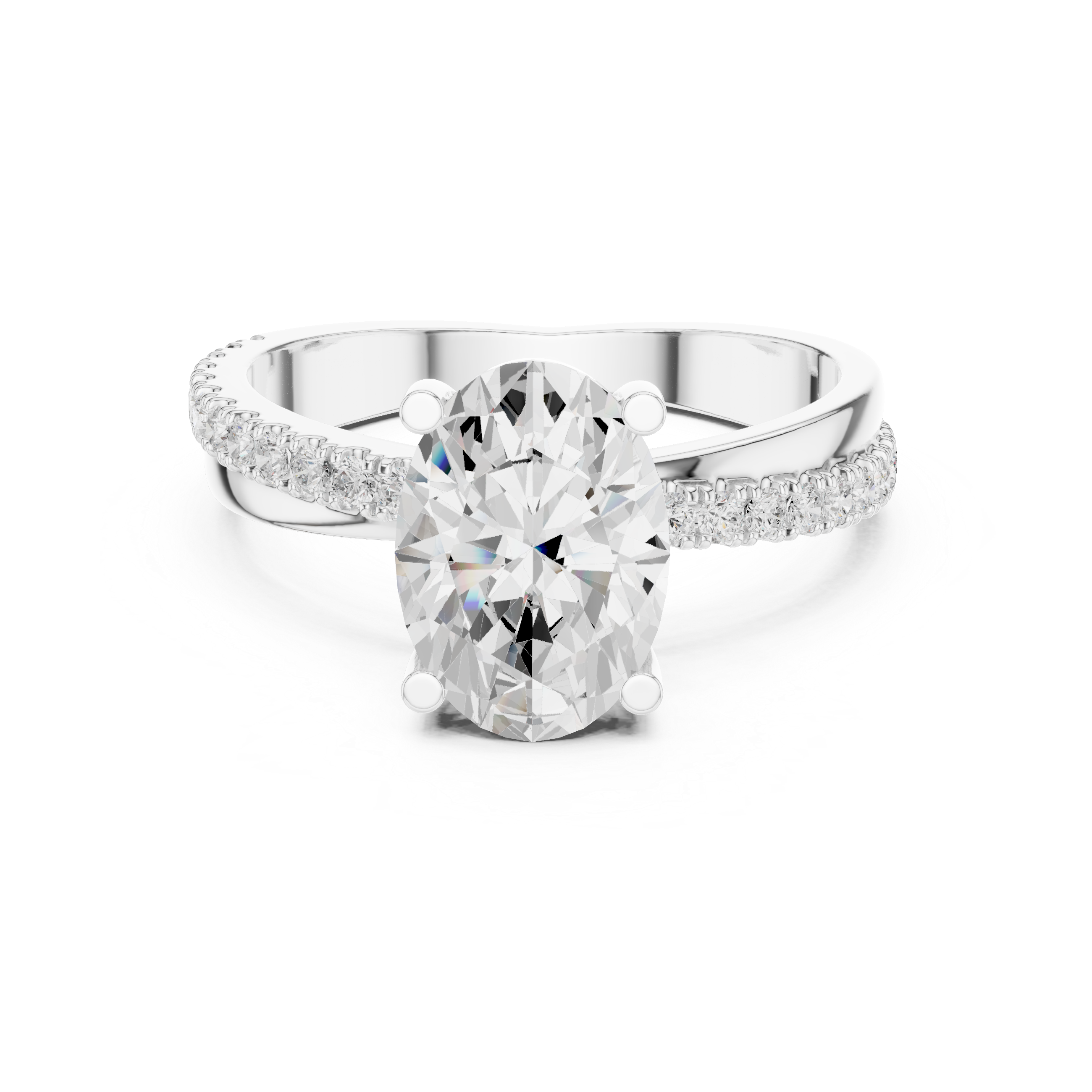 Oval-Cut Twist Pavé Engagement Ring