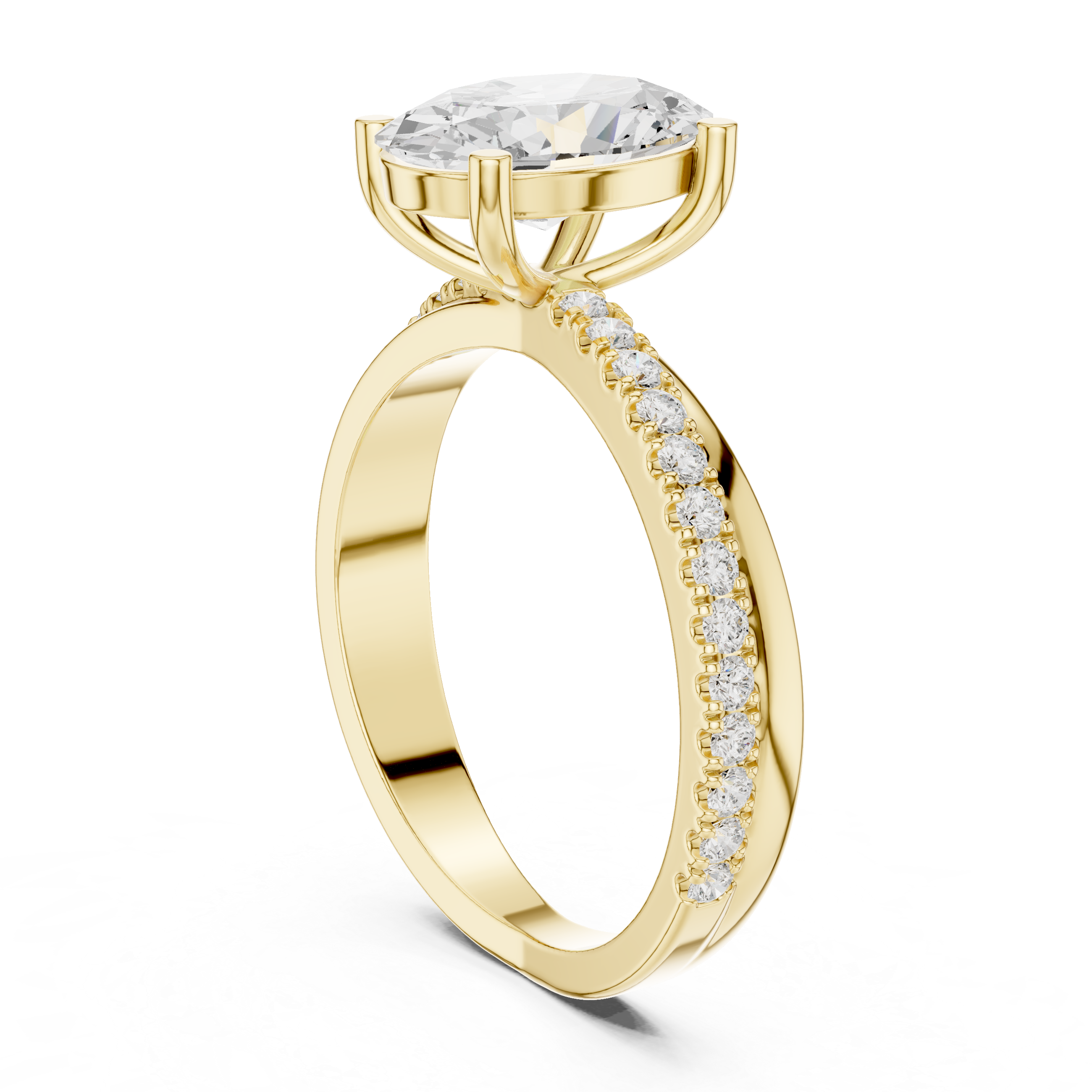 Oval-Cut Twist Pavé Engagement Ring