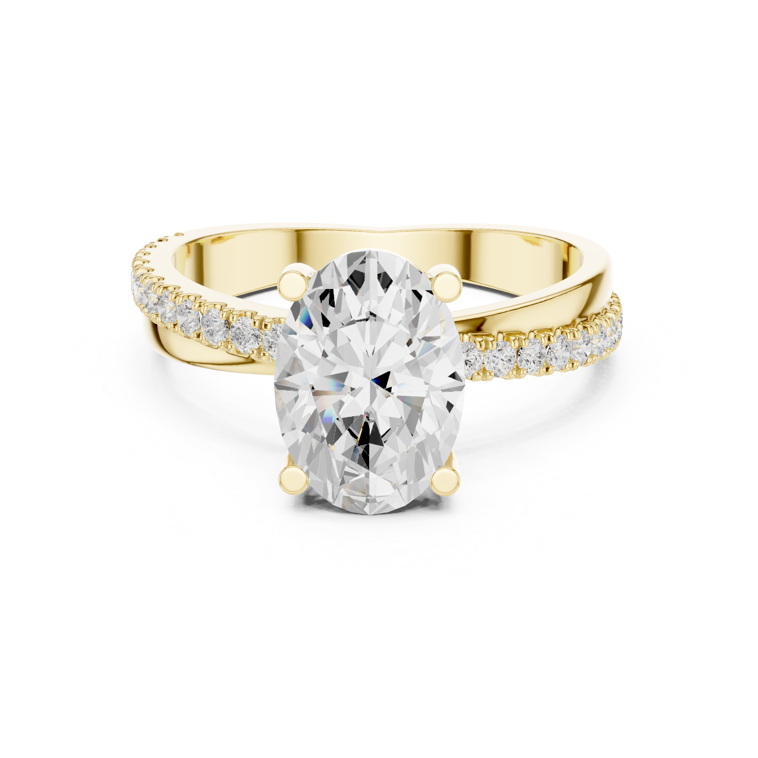 Oval-Cut Twist Pavé Engagement Ring