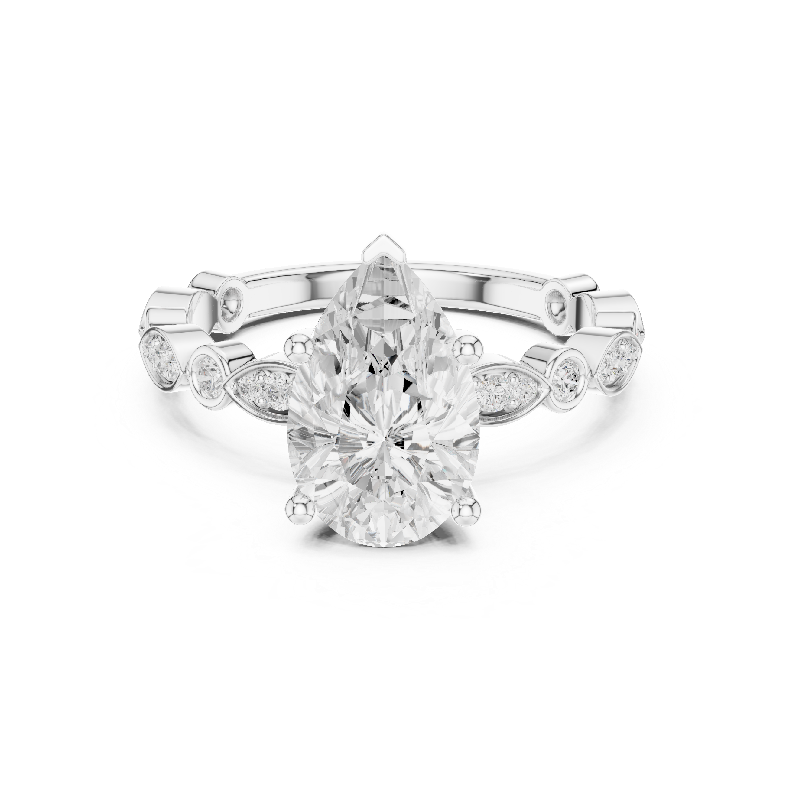 Pear-Cut Diamond Accent Engagement Ring