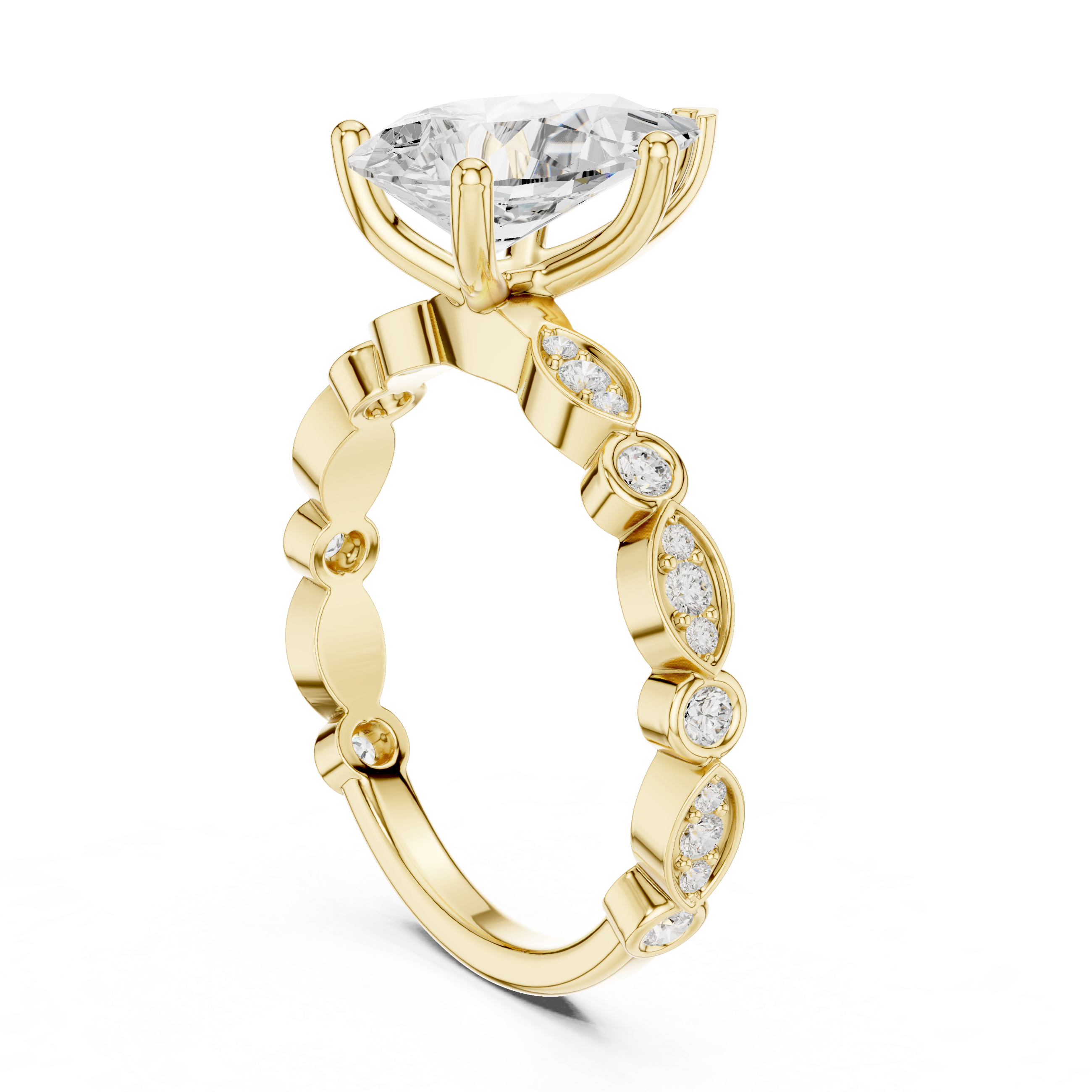 Pear-Cut Diamond Accent Engagement Ring