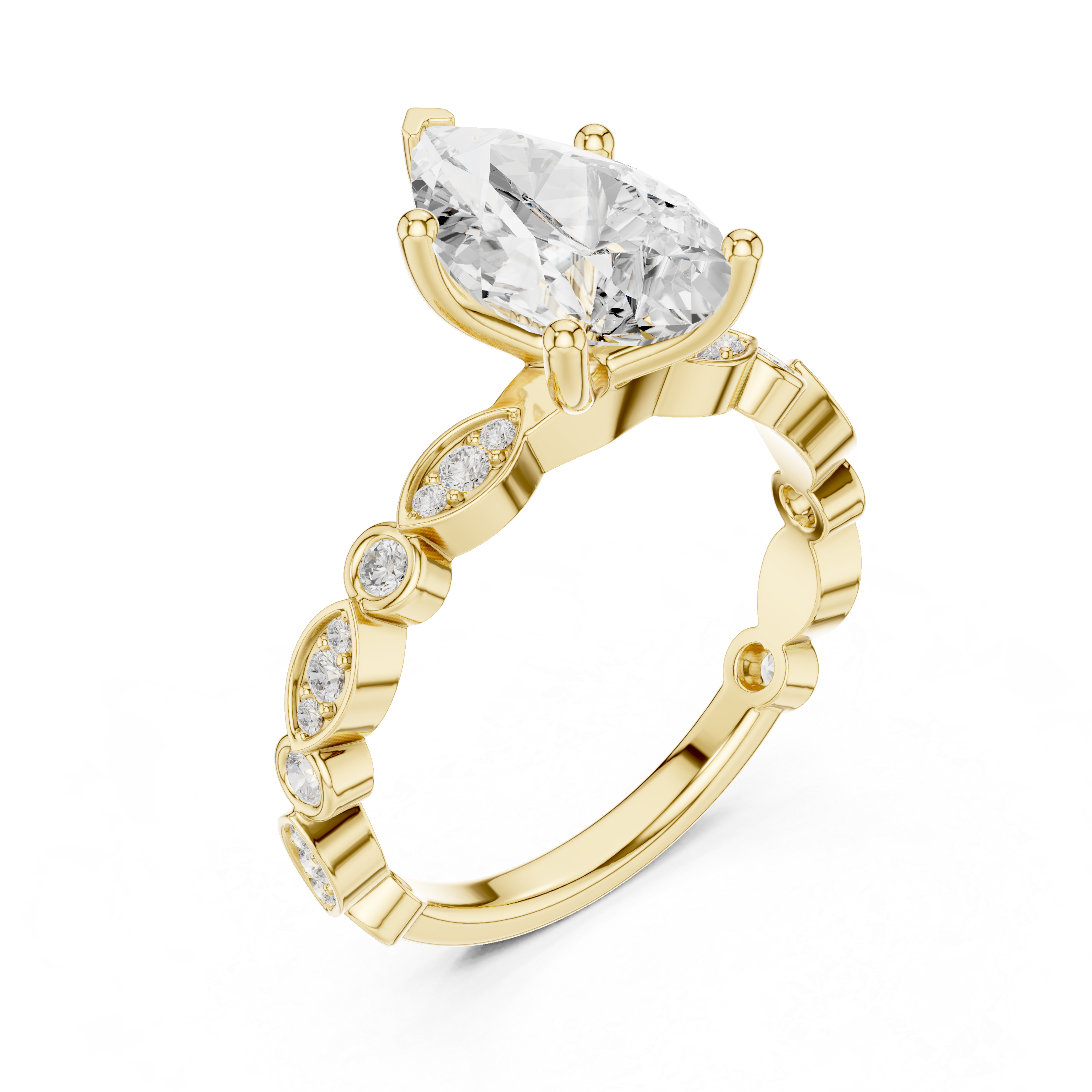 Pear-Cut Diamond Accent Engagement Ring