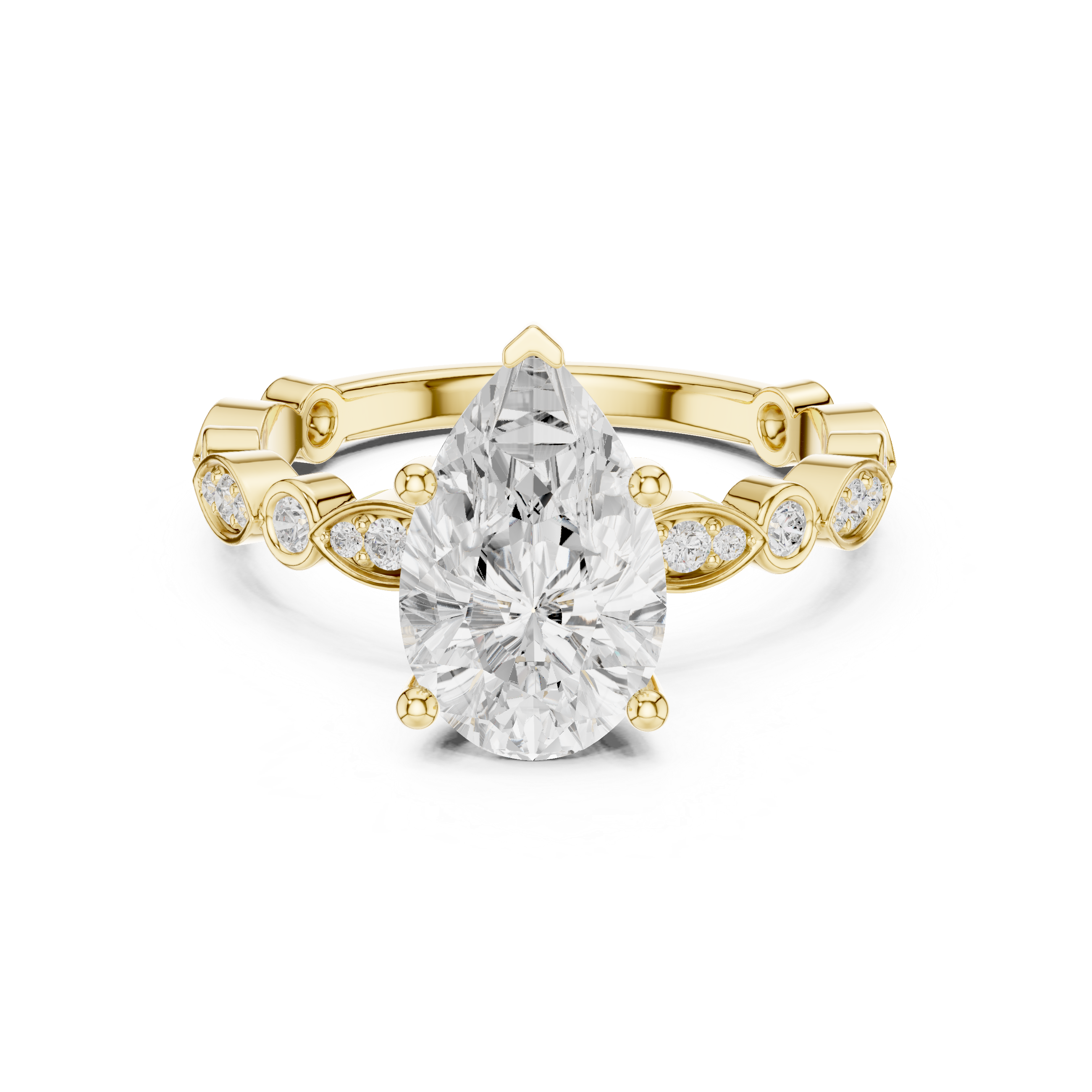 Pear-Cut Diamond Accent Engagement Ring