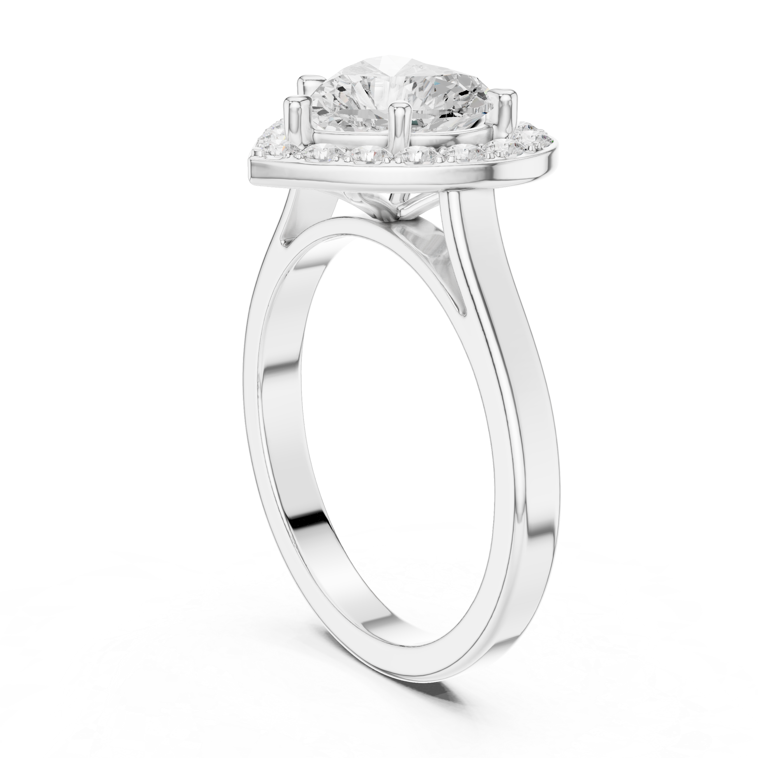 Heart-Cut Diamond Halo Engagement Ring