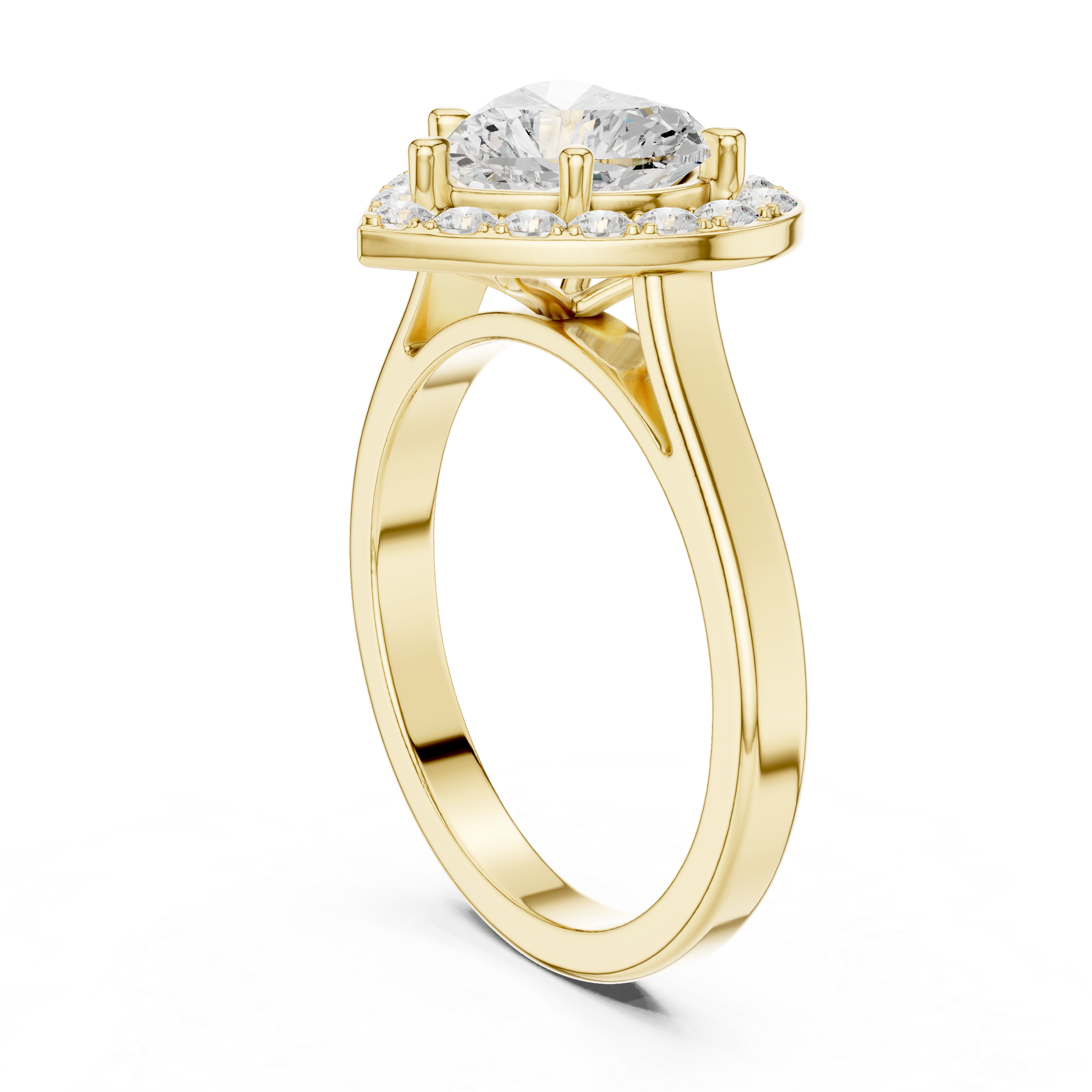 Heart-Cut Diamond Halo Engagement Ring