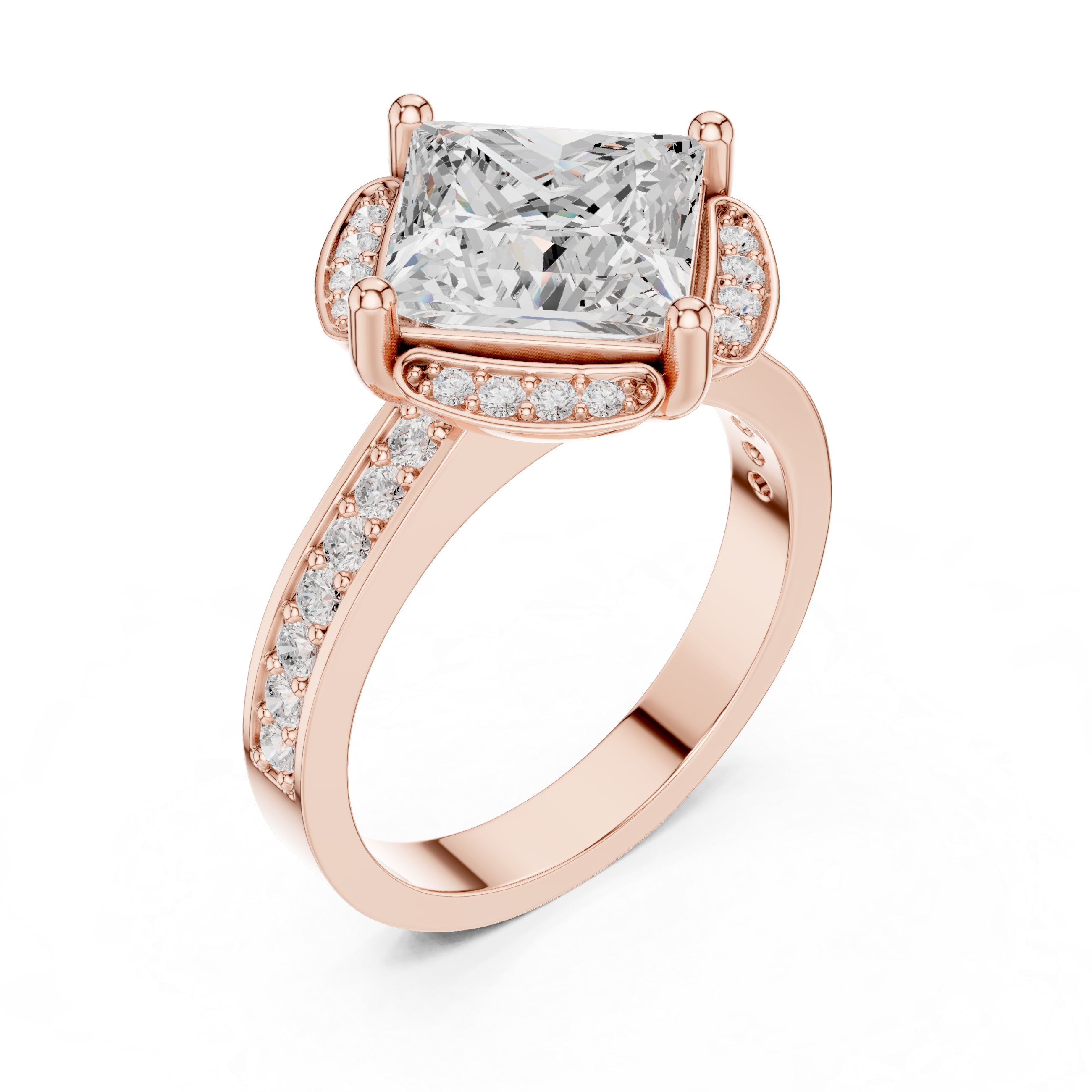 Princess-Cut Diamond Halo Engagement Ring