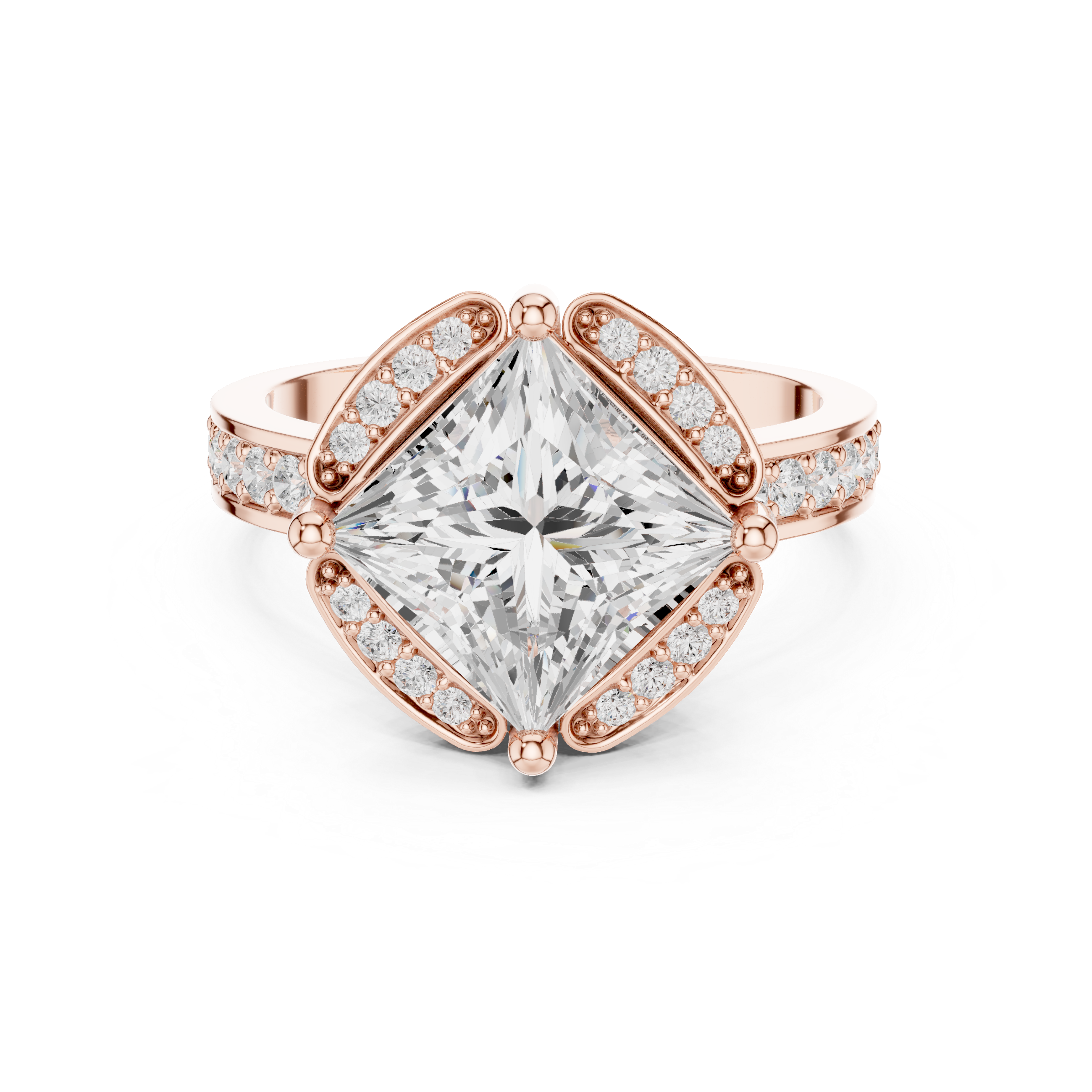 Princess-Cut Diamond Halo Engagement Ring