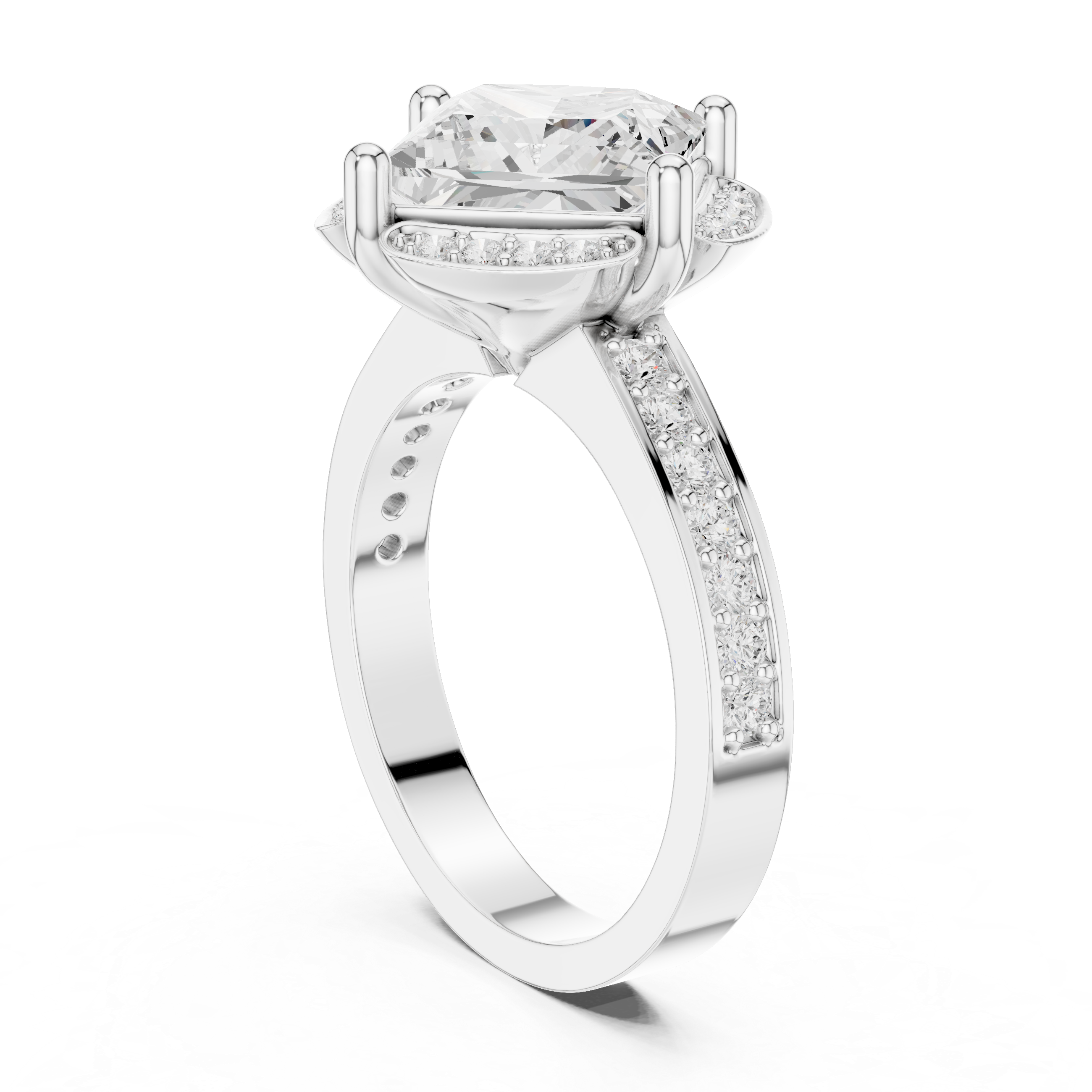 Princess-Cut Diamond Halo Engagement Ring