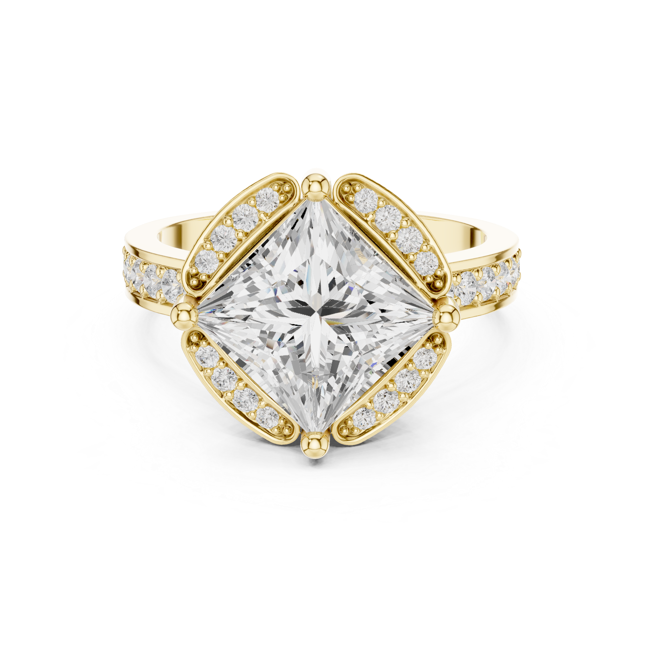 Princess-Cut Diamond Halo Engagement Ring