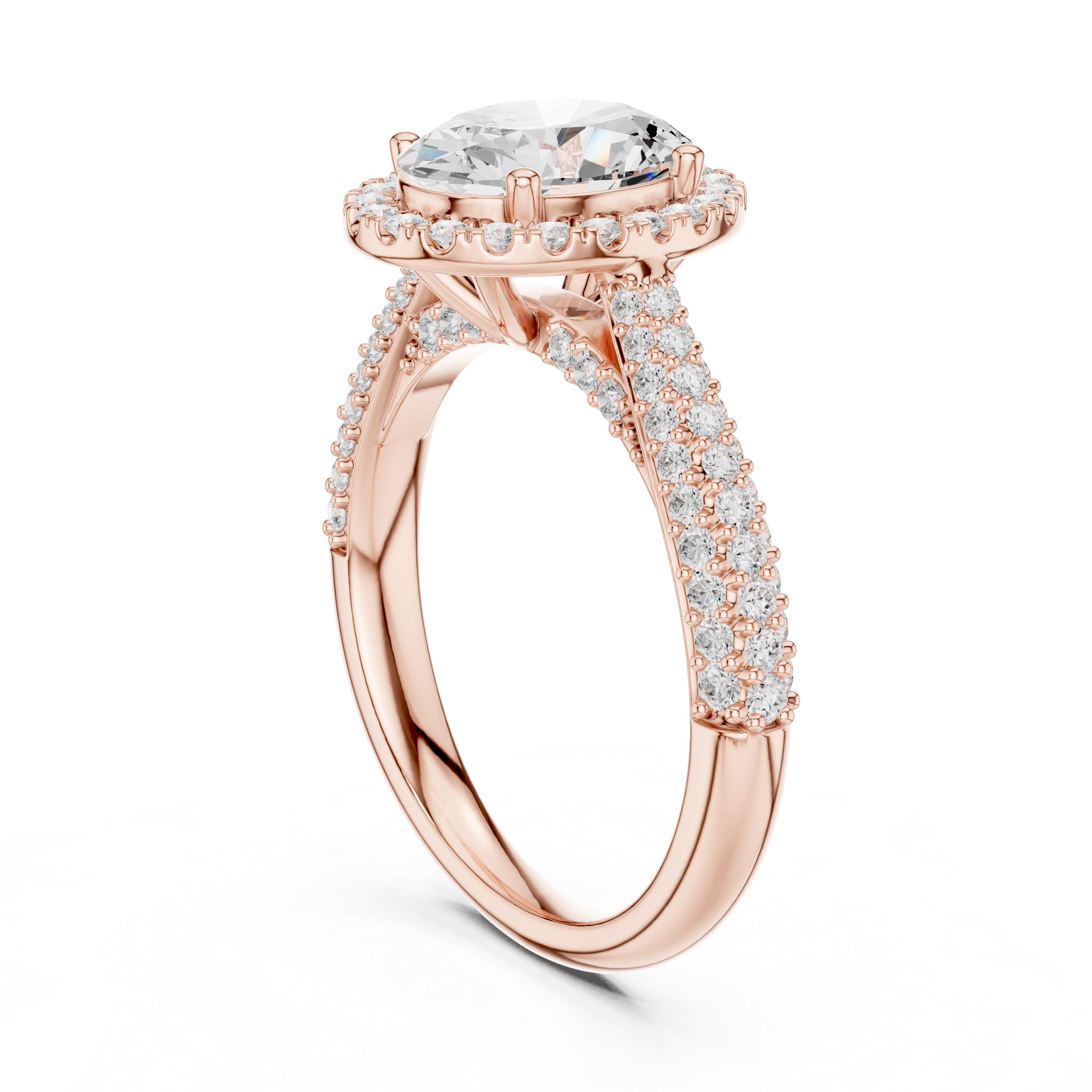 Oval Diamond Halo Pavé Engagement Ring