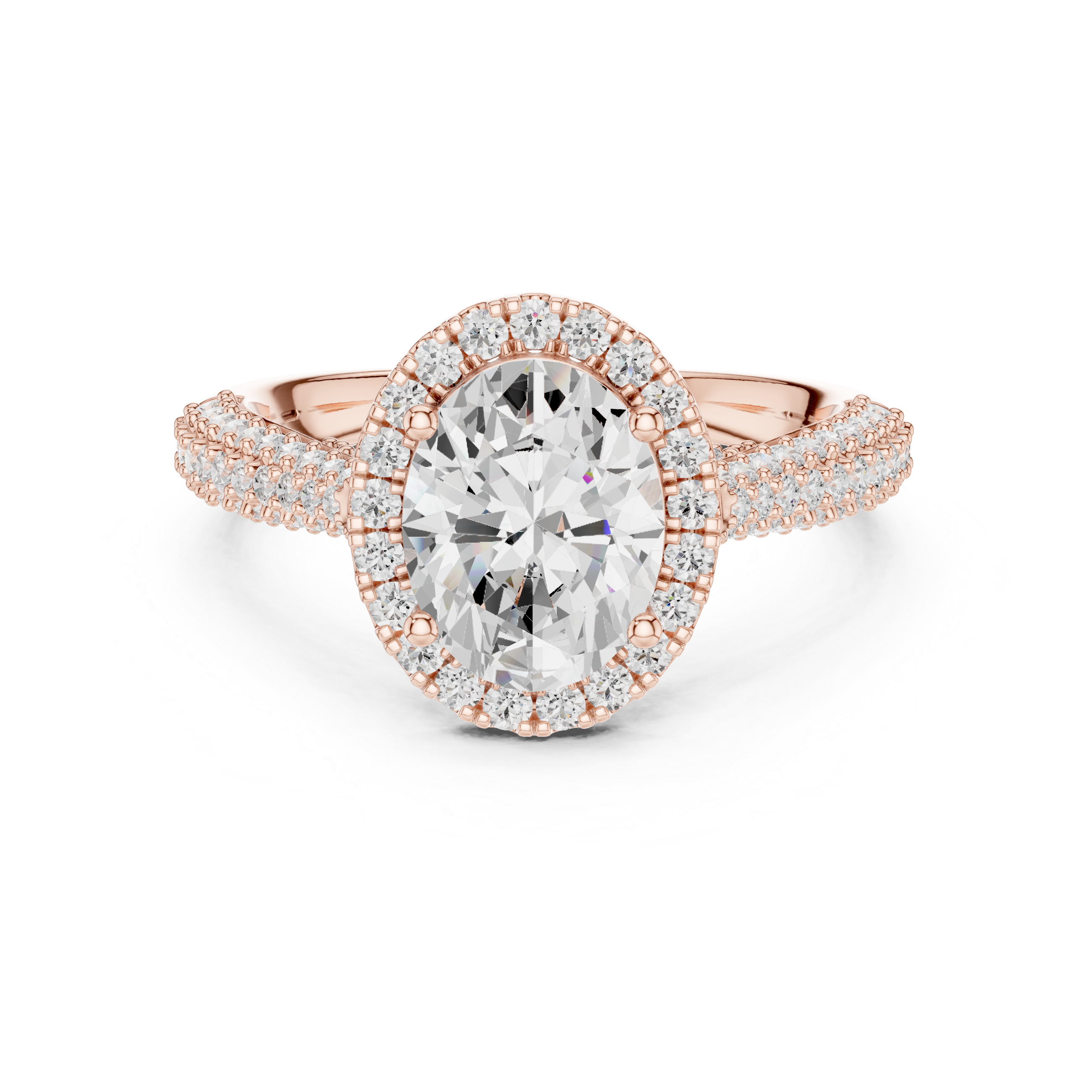Oval Diamond Halo Pavé Engagement Ring