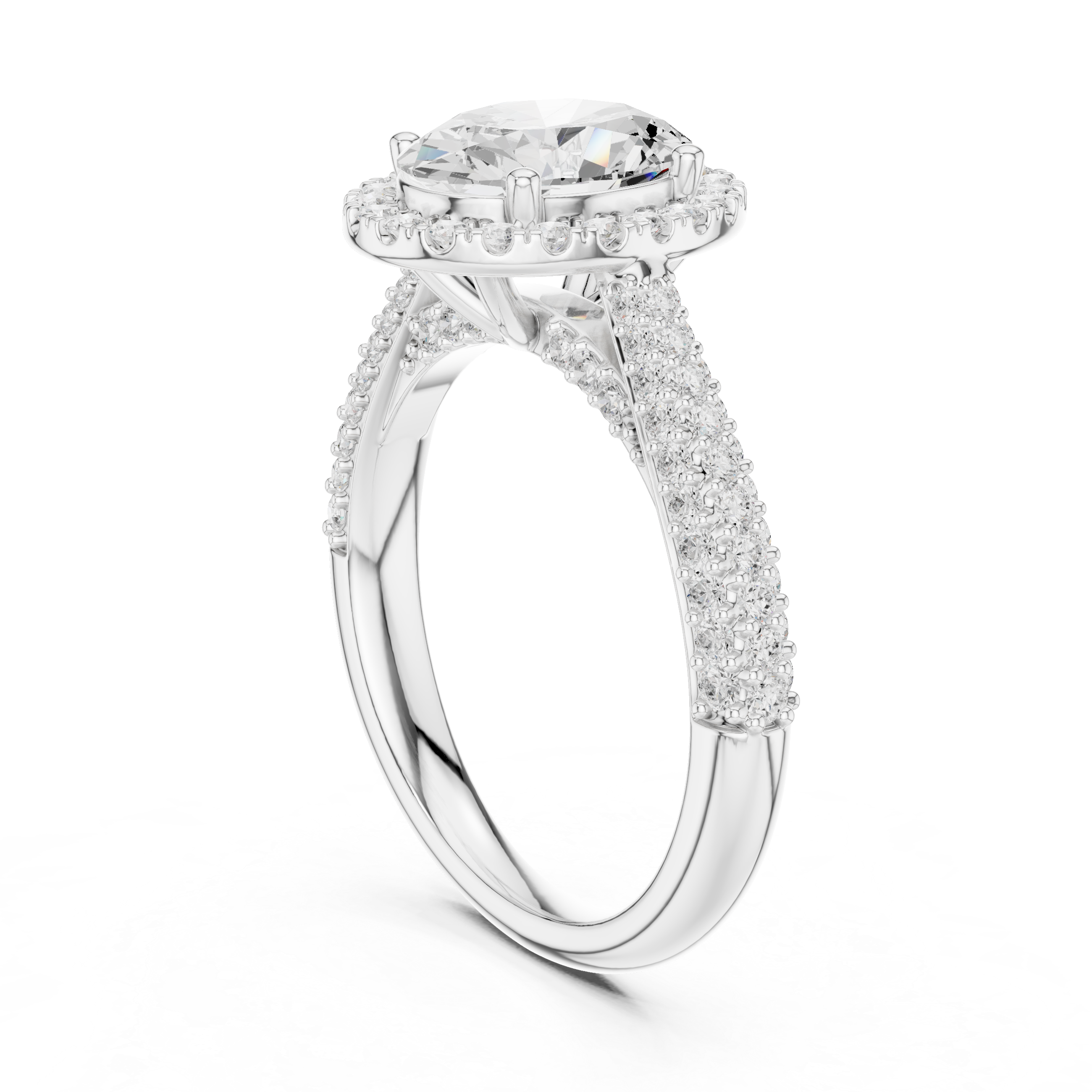 Oval Diamond Halo Pavé Engagement Ring
