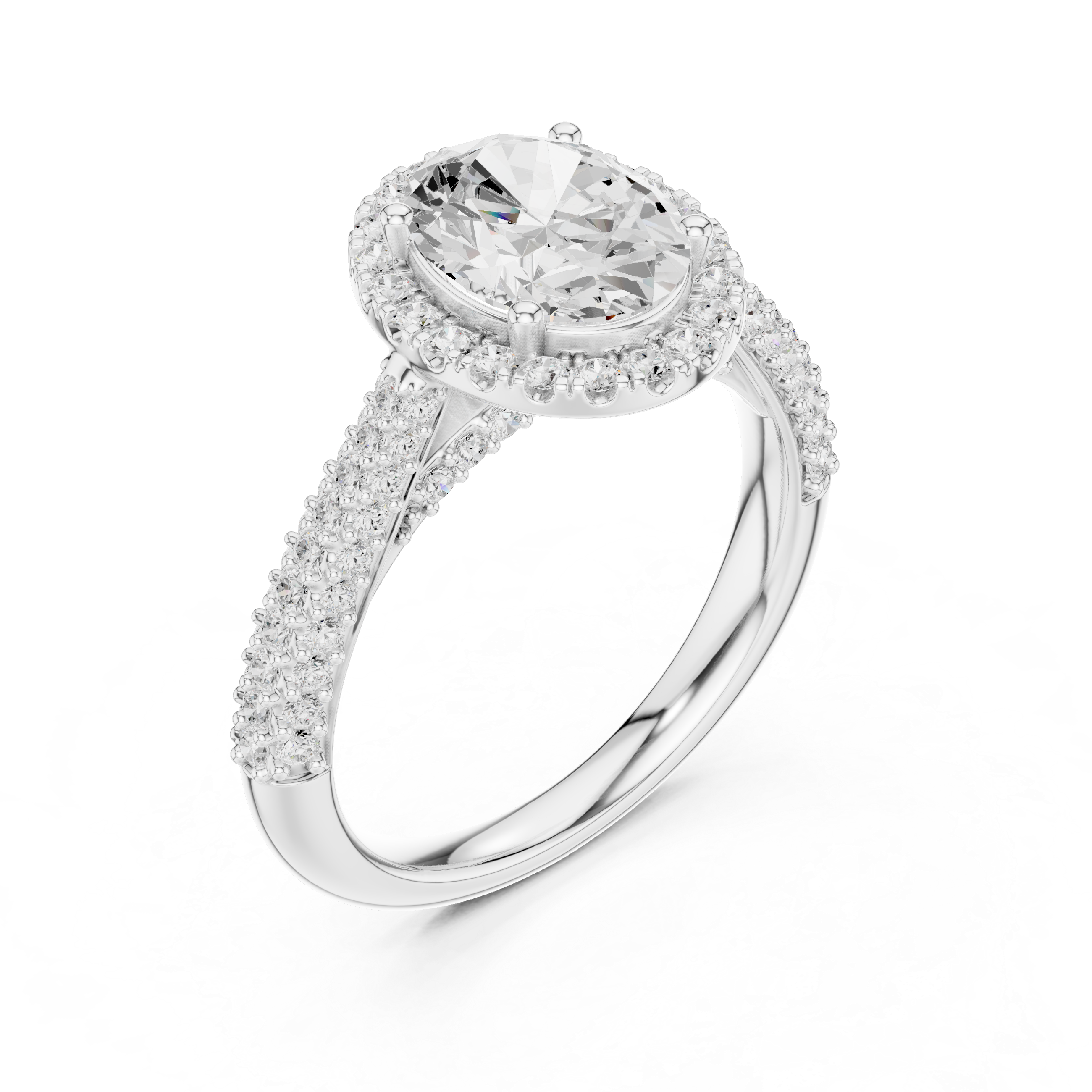 Oval Diamond Halo Pavé Engagement Ring