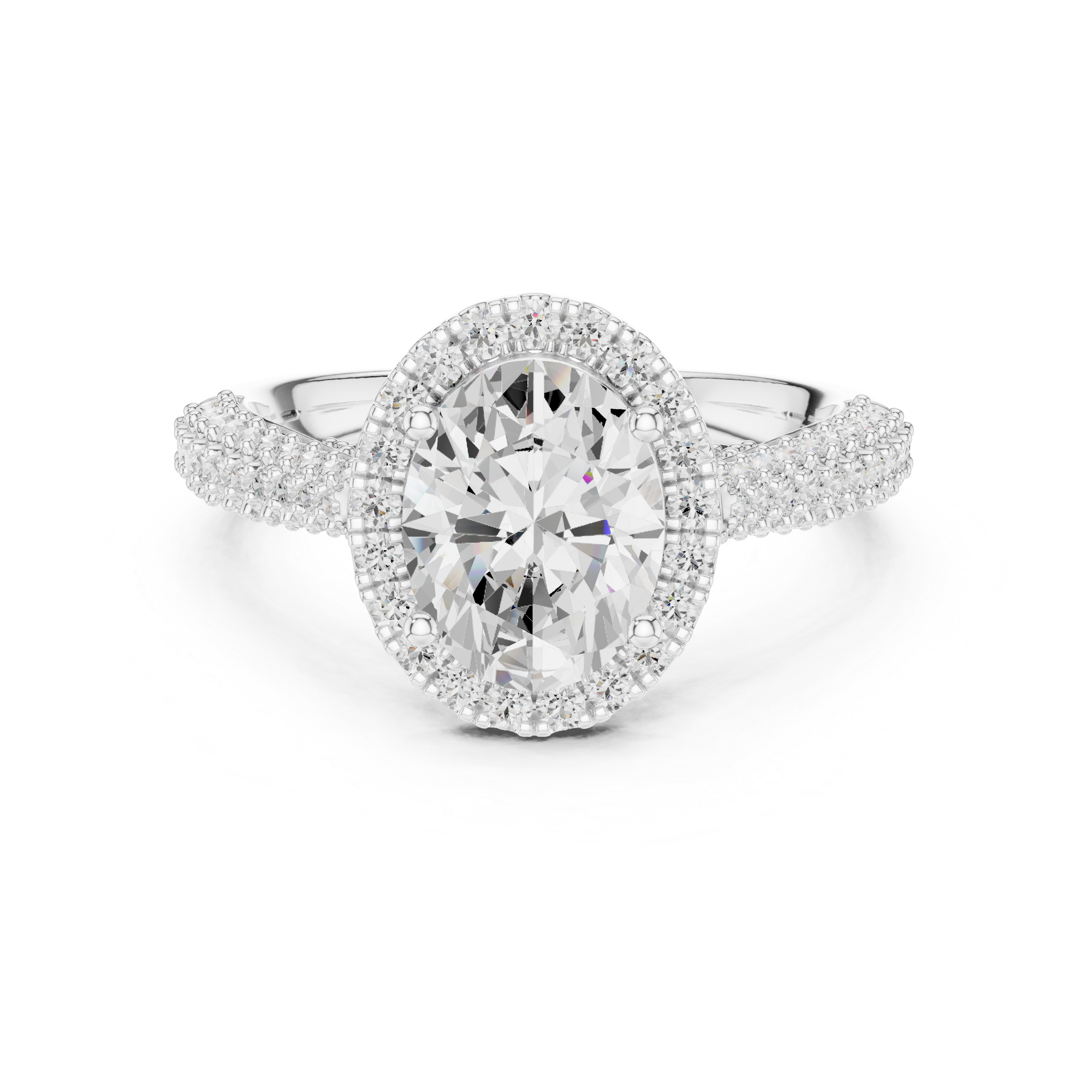 Oval Diamond Halo Pavé Engagement Ring