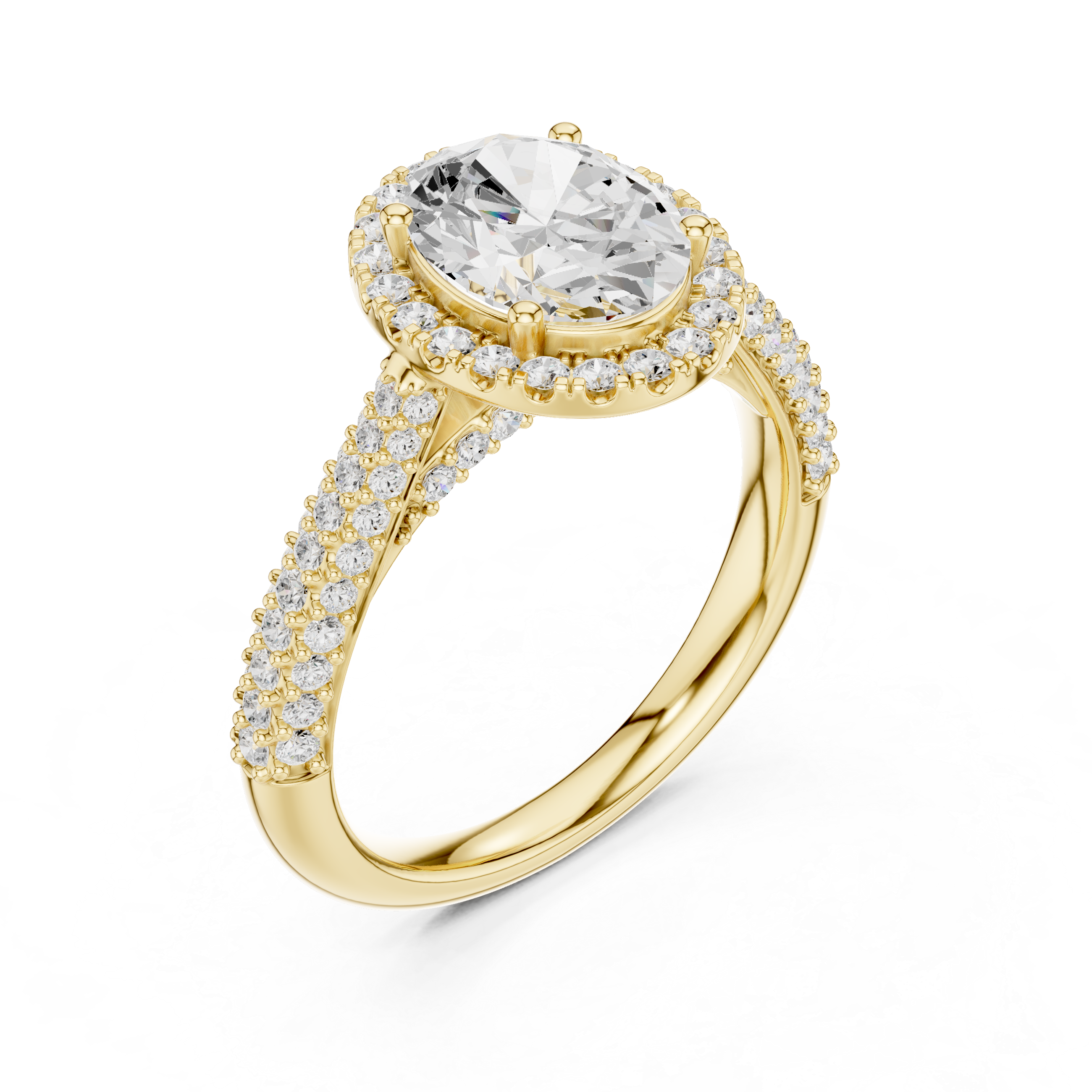 Oval Diamond Halo Pavé Engagement Ring