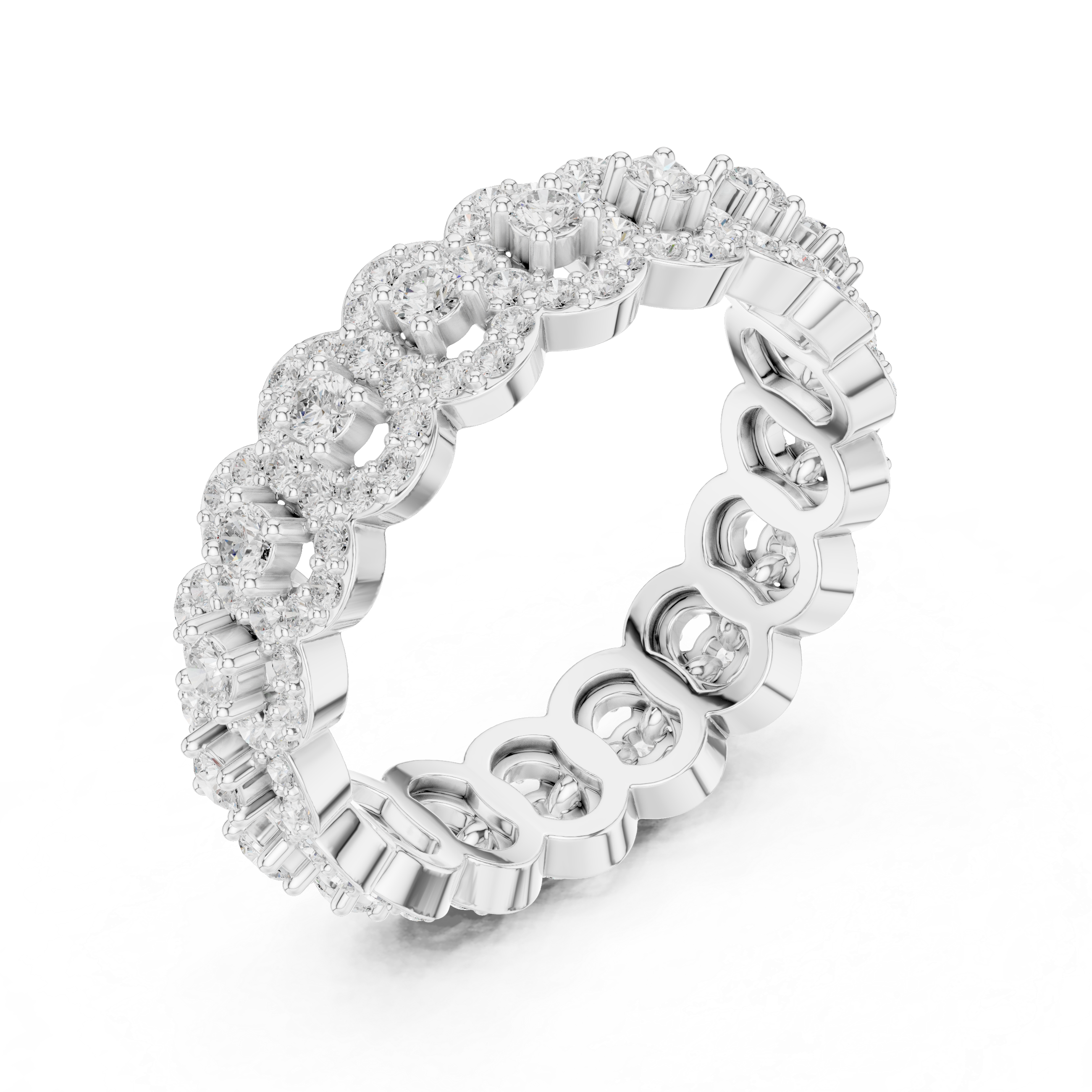 Floral Cluster Diamond Eternity Ring