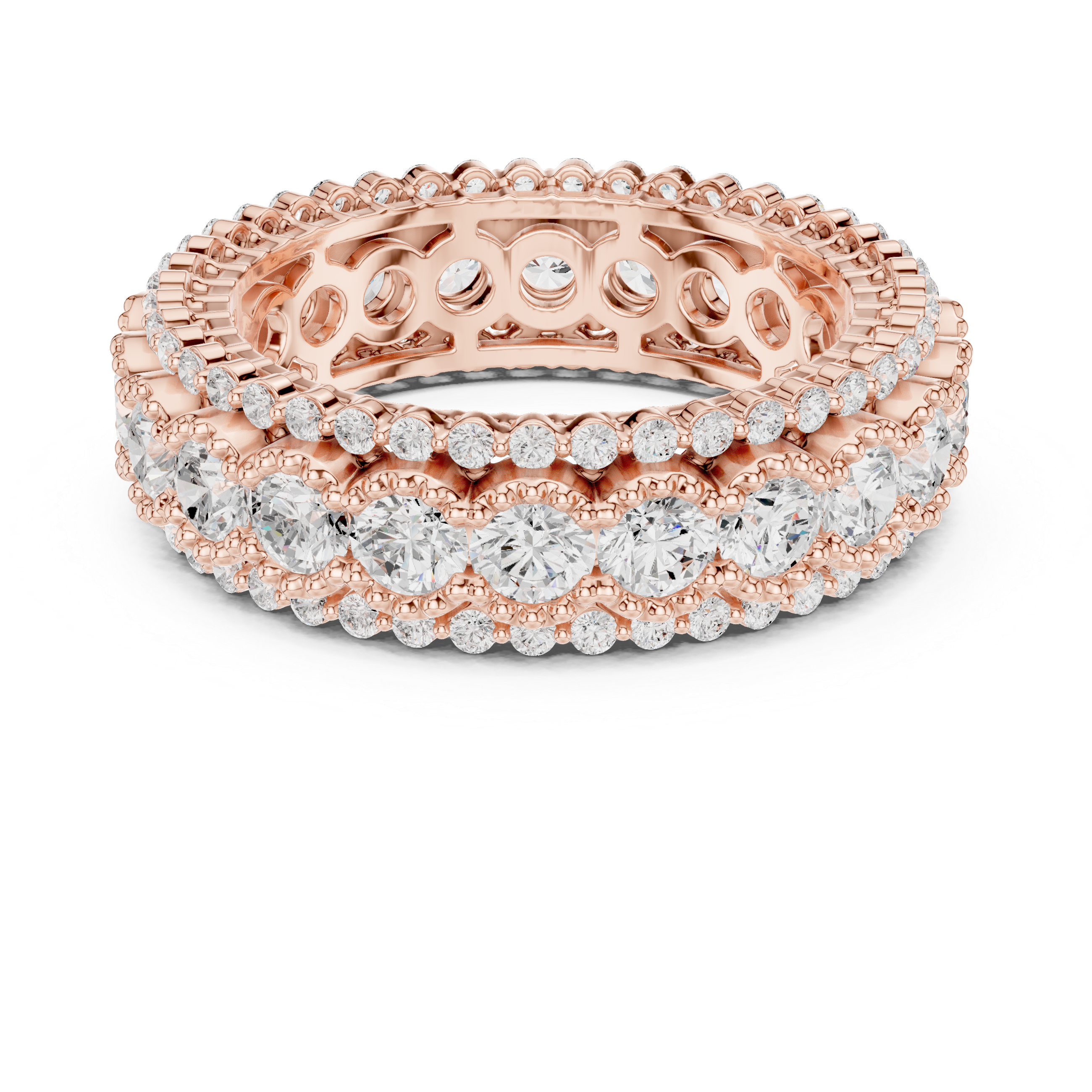 Ornate Three-Row Diamond Eternity Ring