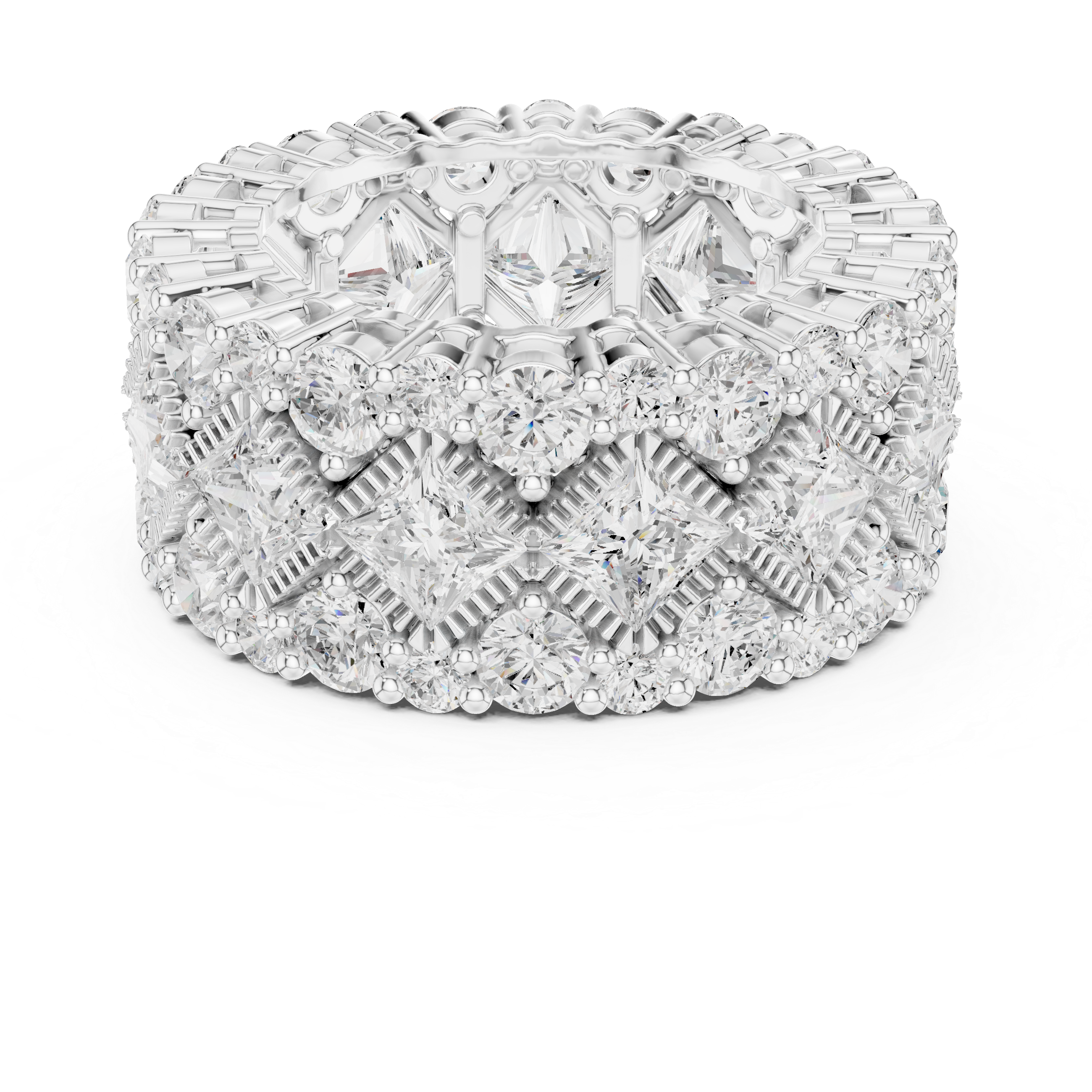 Luxury Wide Princess & Round Diamond Eternity Ring