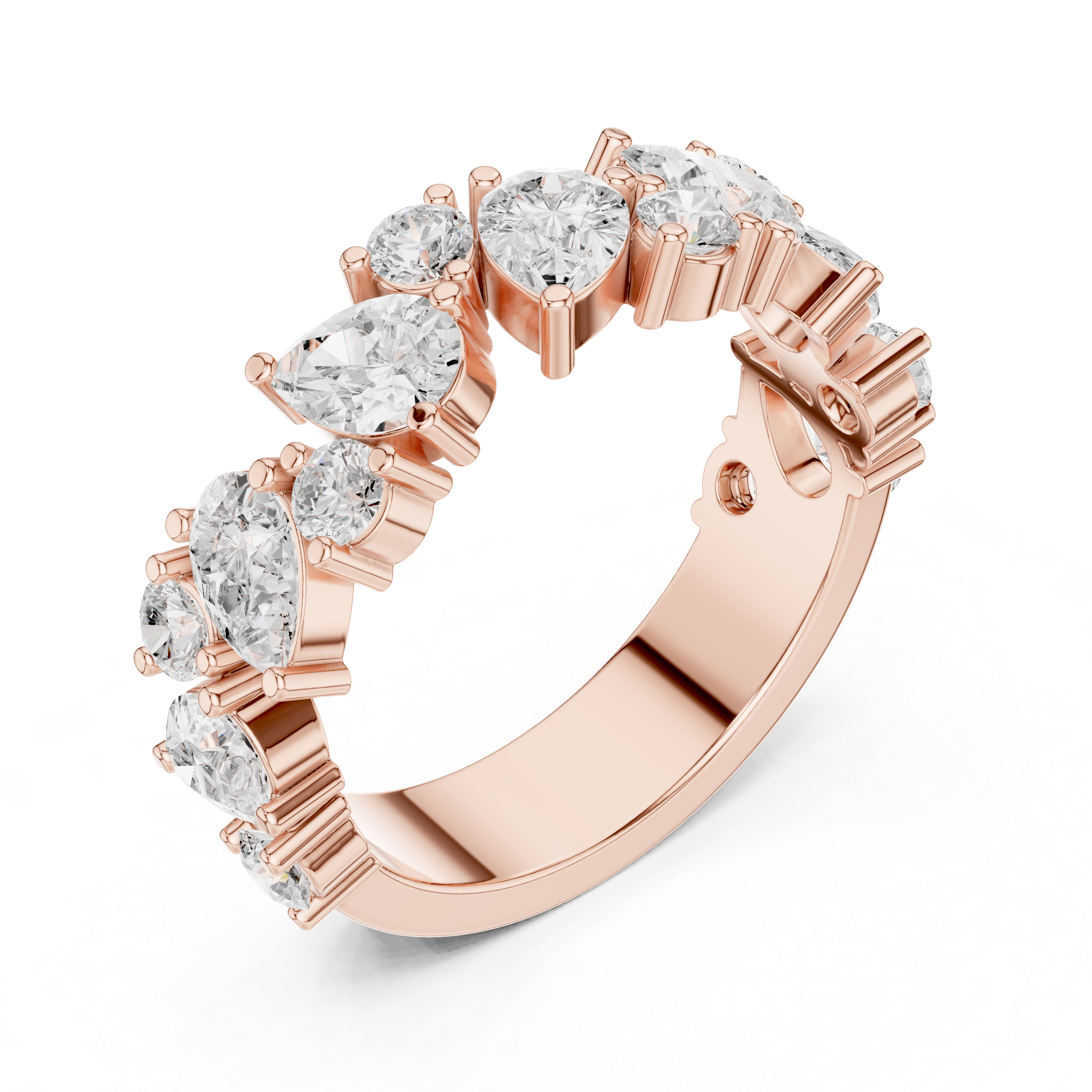 Pear & Round Diamond Wedding Band