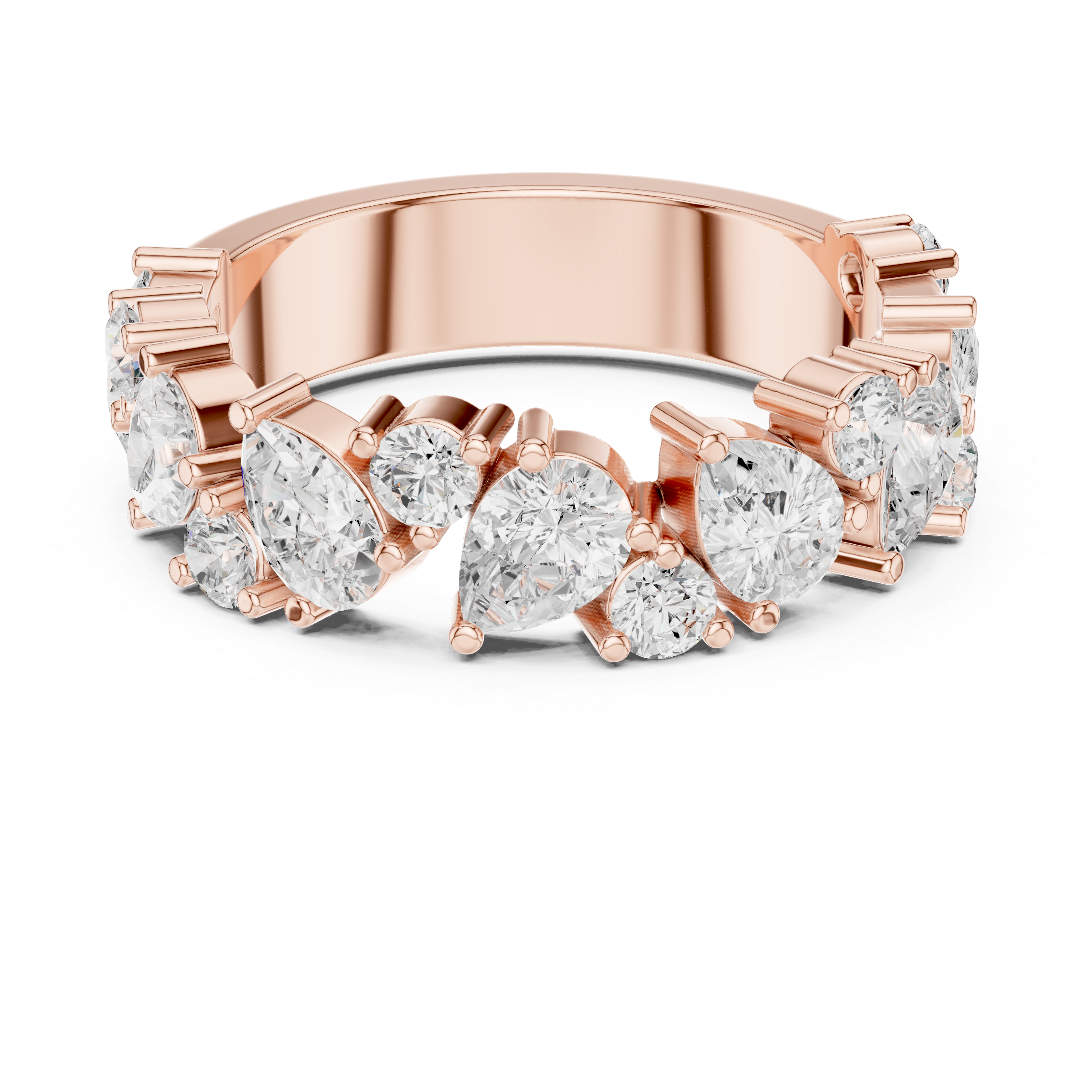 Pear & Round Diamond Wedding Band