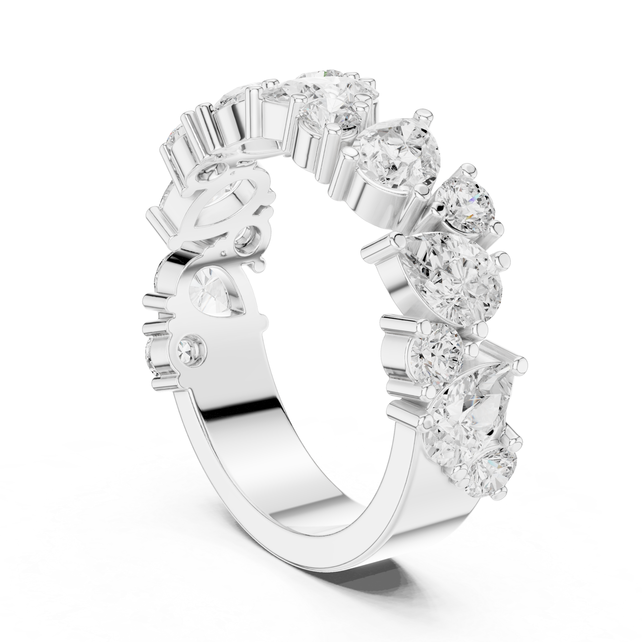 Pear & Round Diamond Wedding Band