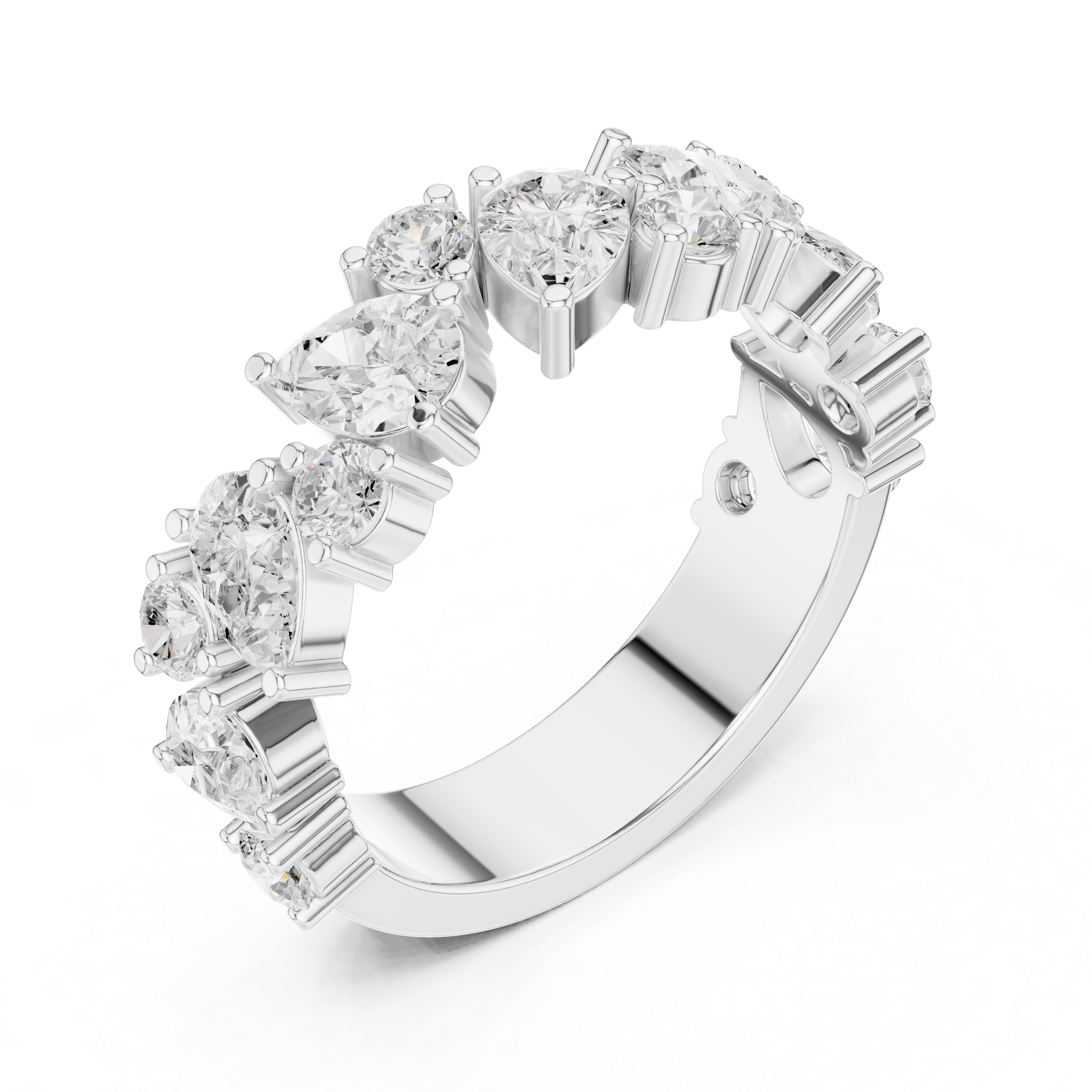 Pear & Round Diamond Wedding Band