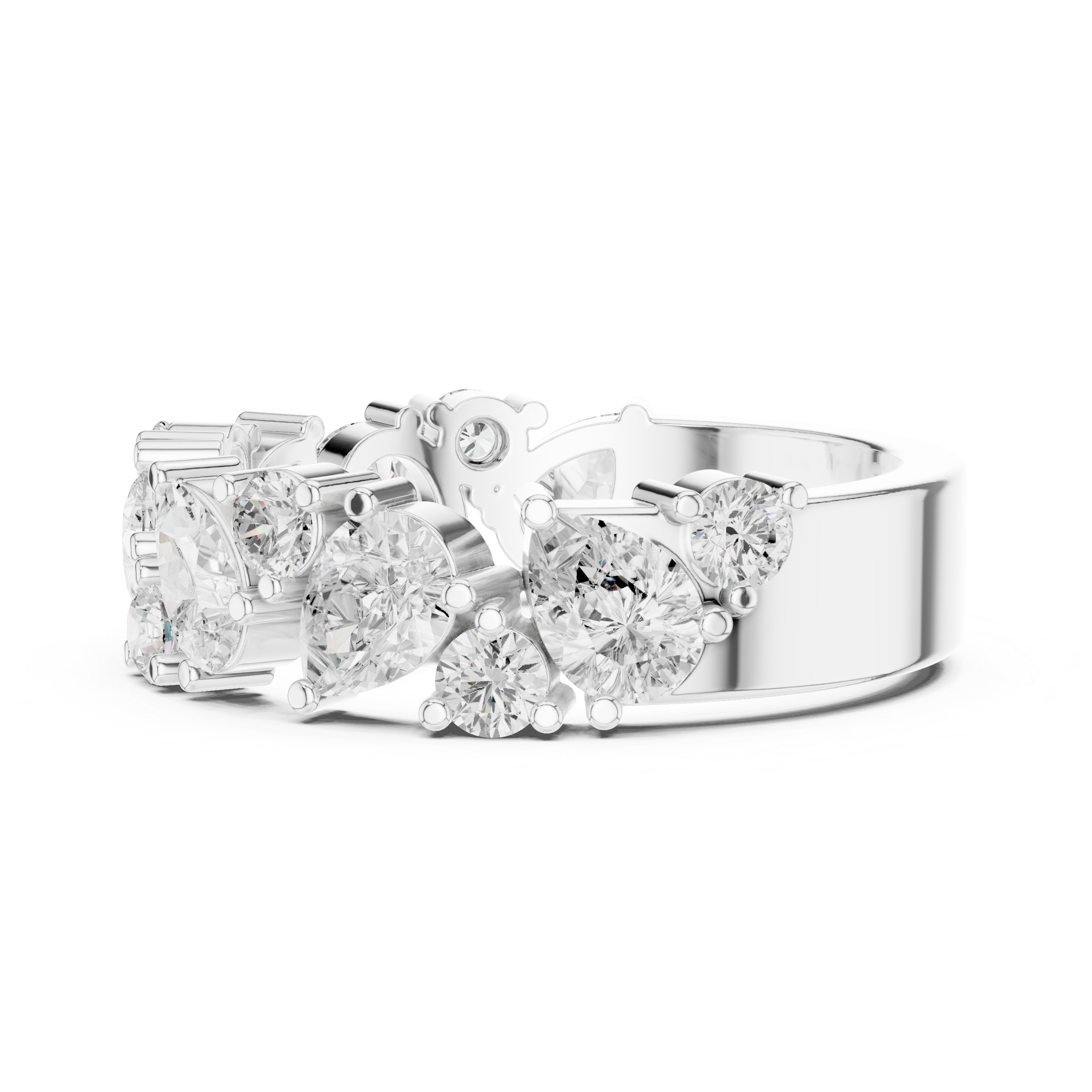 Pear & Round Diamond Wedding Band